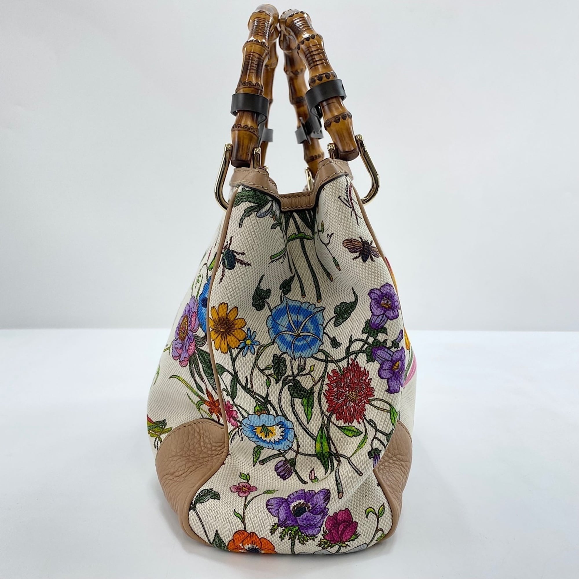 Gucci Multi-Color Canvas Bamboo Handbag (Pre-Owned)