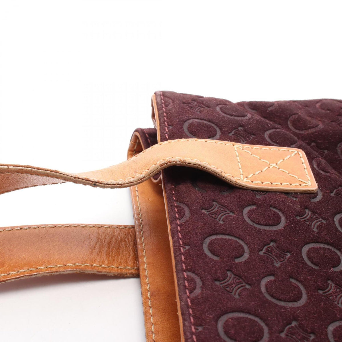 Celine Bordeaux Brown Suede Leather Handbag (Pre-Owned)