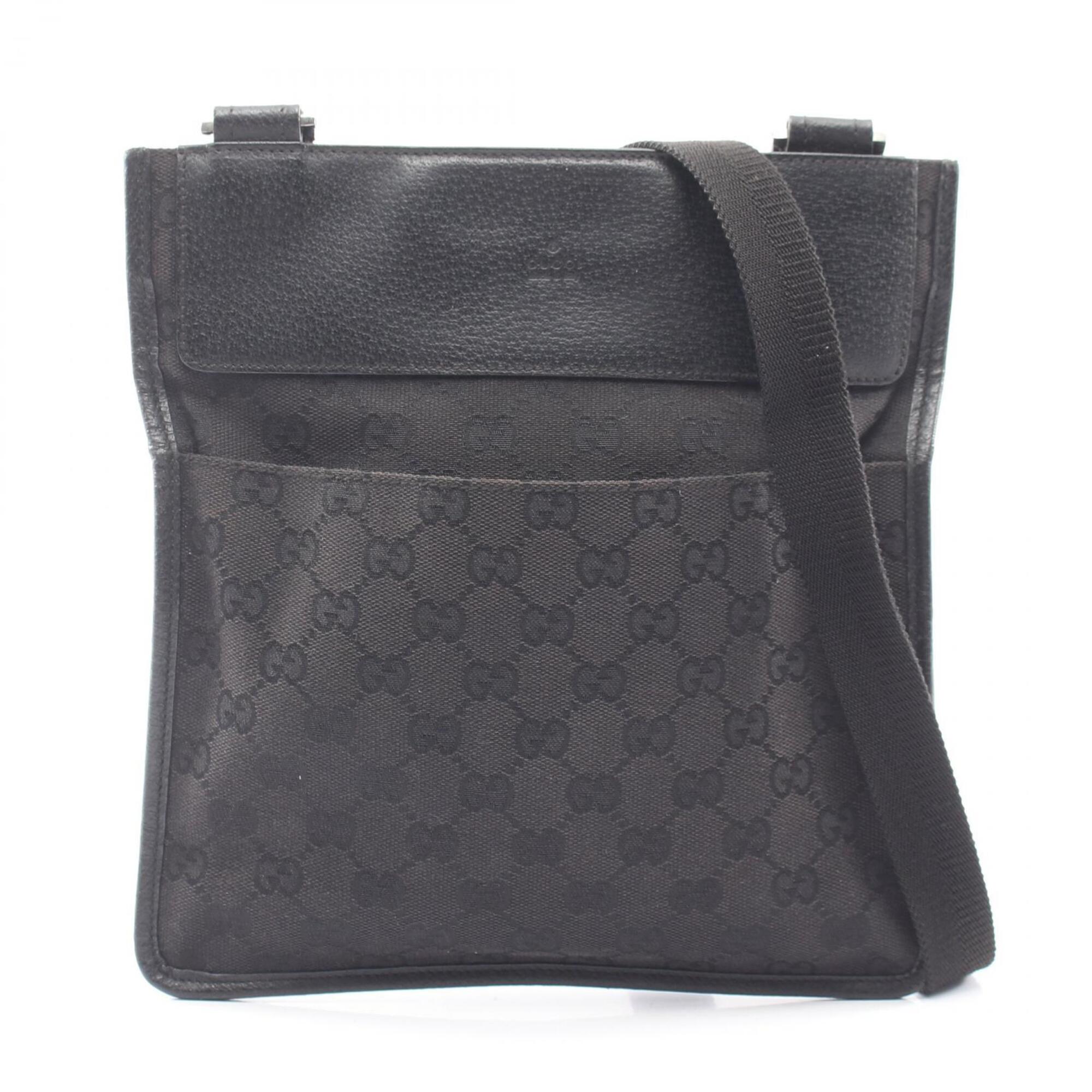 Gucci Black Canvas Leather Handbag Shoulder Bag (Pre-Owned)