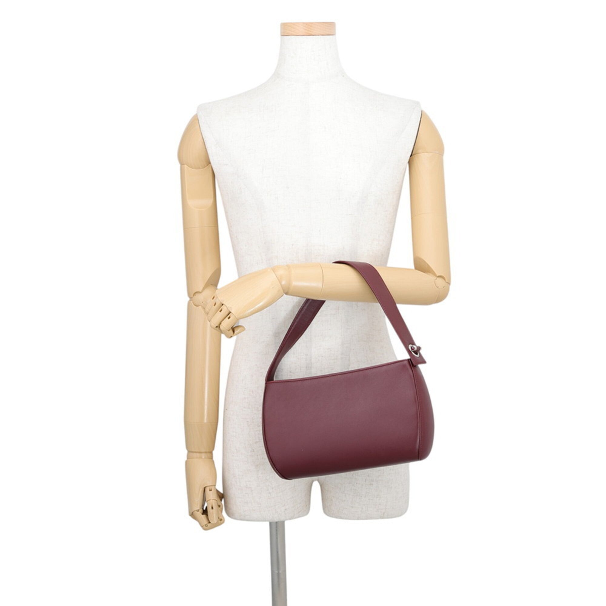 Cartier Cabochon Bordeaux Leather Handbag Shoulder Bag (Pre-Owned)