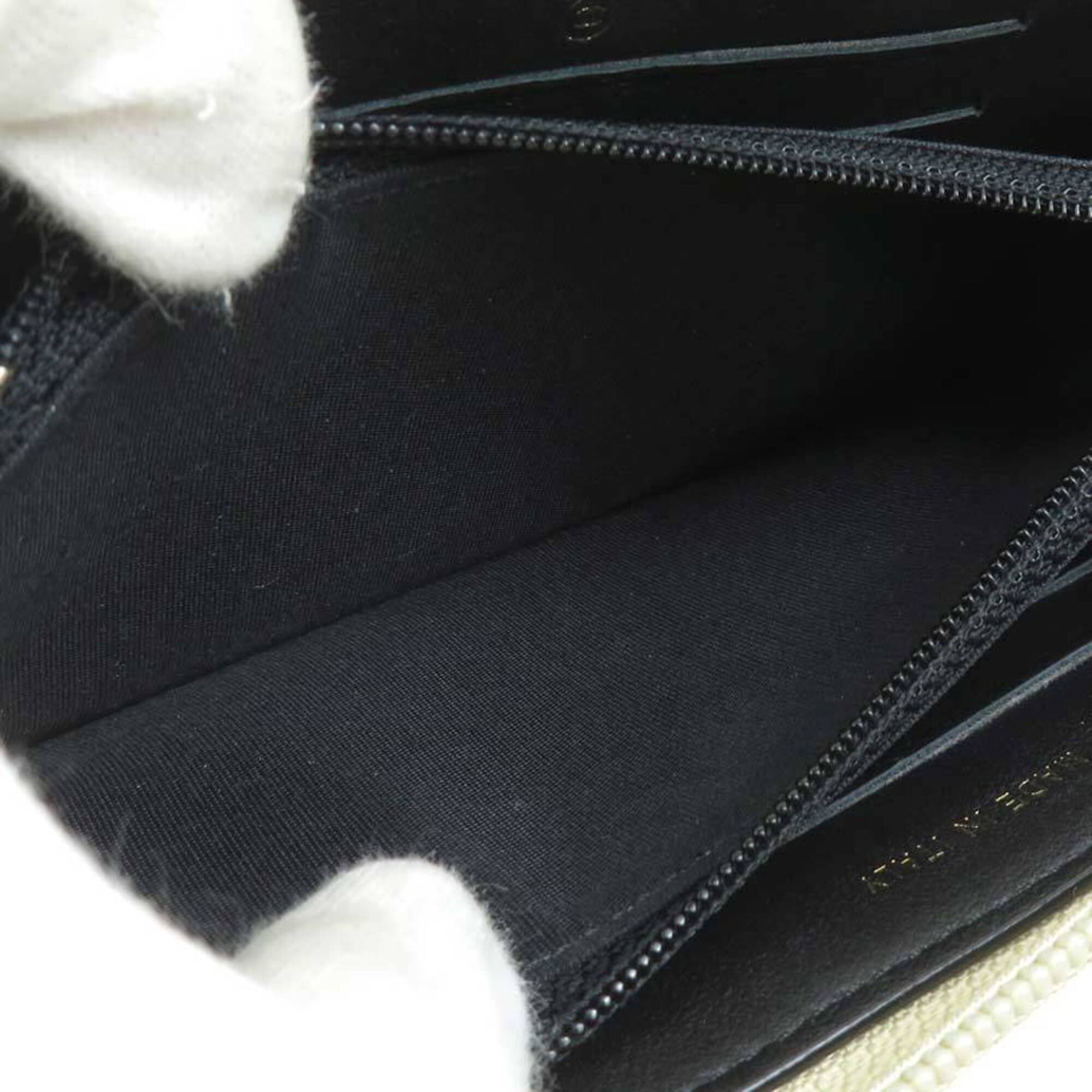 Chanel Gold Black Leather Long Wallet (Bi-Fold) (Pre-Owned)
