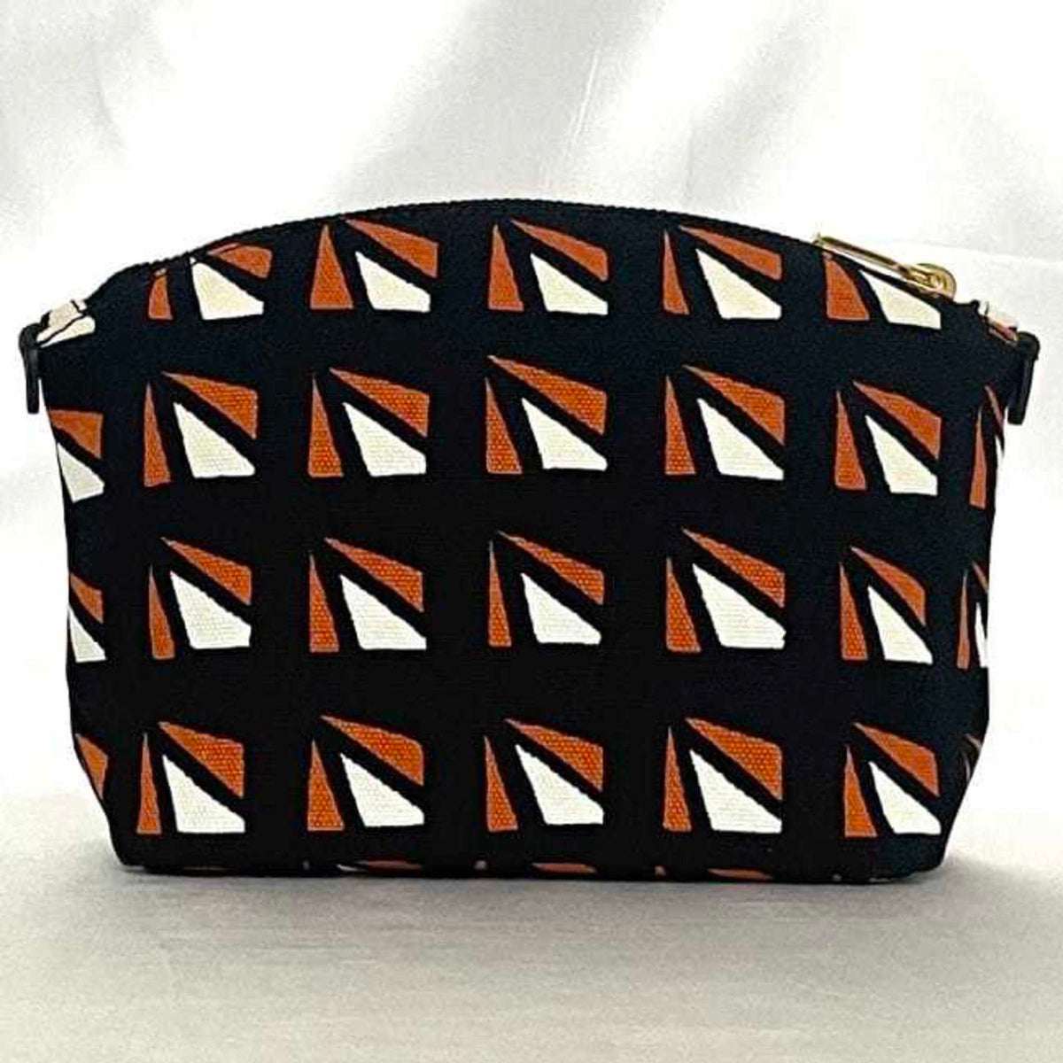 Prada Black Orange Canvas Leather Pouch (Pre-Owned)