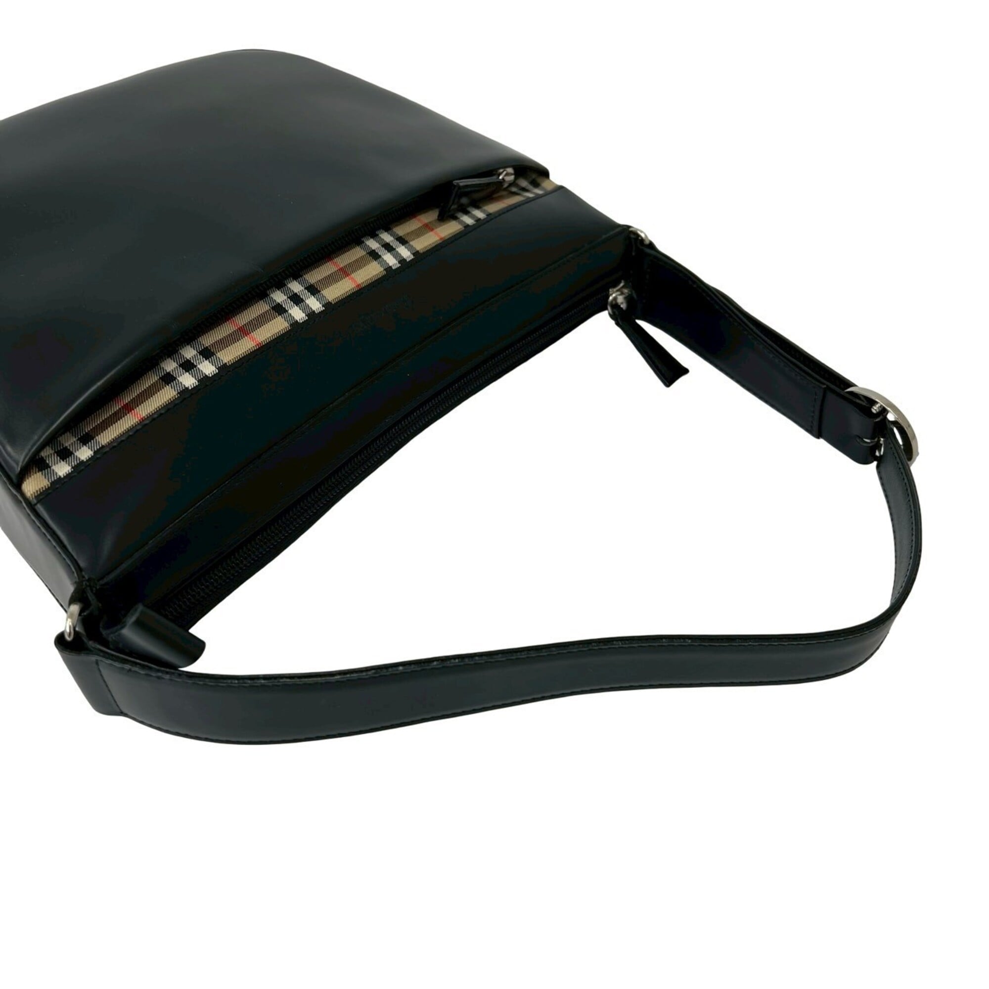 Burberry Beige Black Leather Shoulder Bag Tote Bag (Pre-Owned)