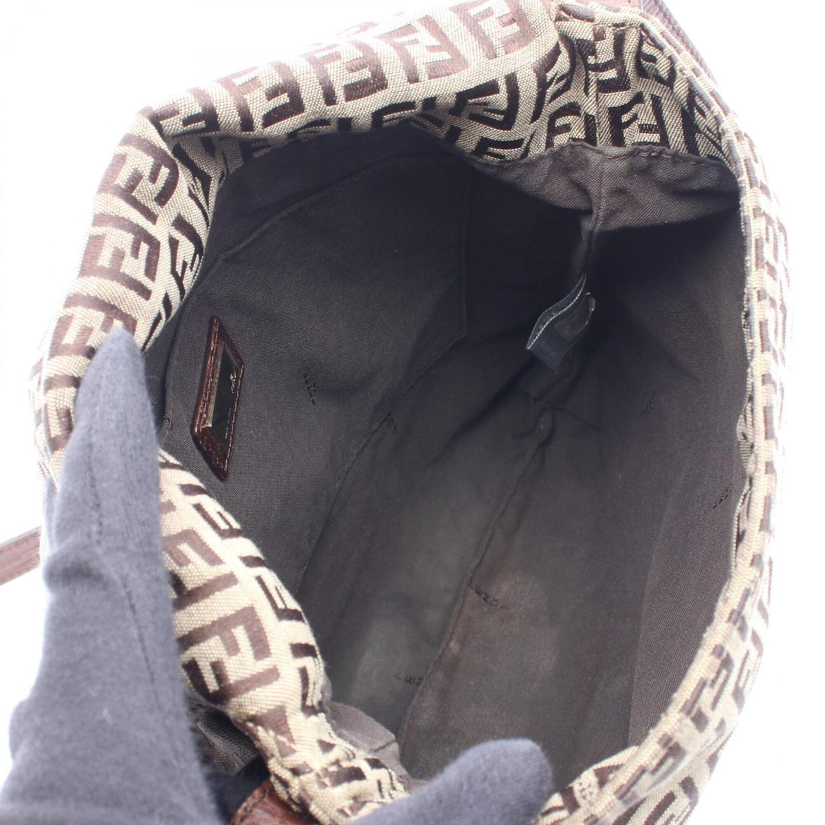 Fendi Beige Brown Canvas Leather Handbag Shoulder Bag (Pre-Owned)