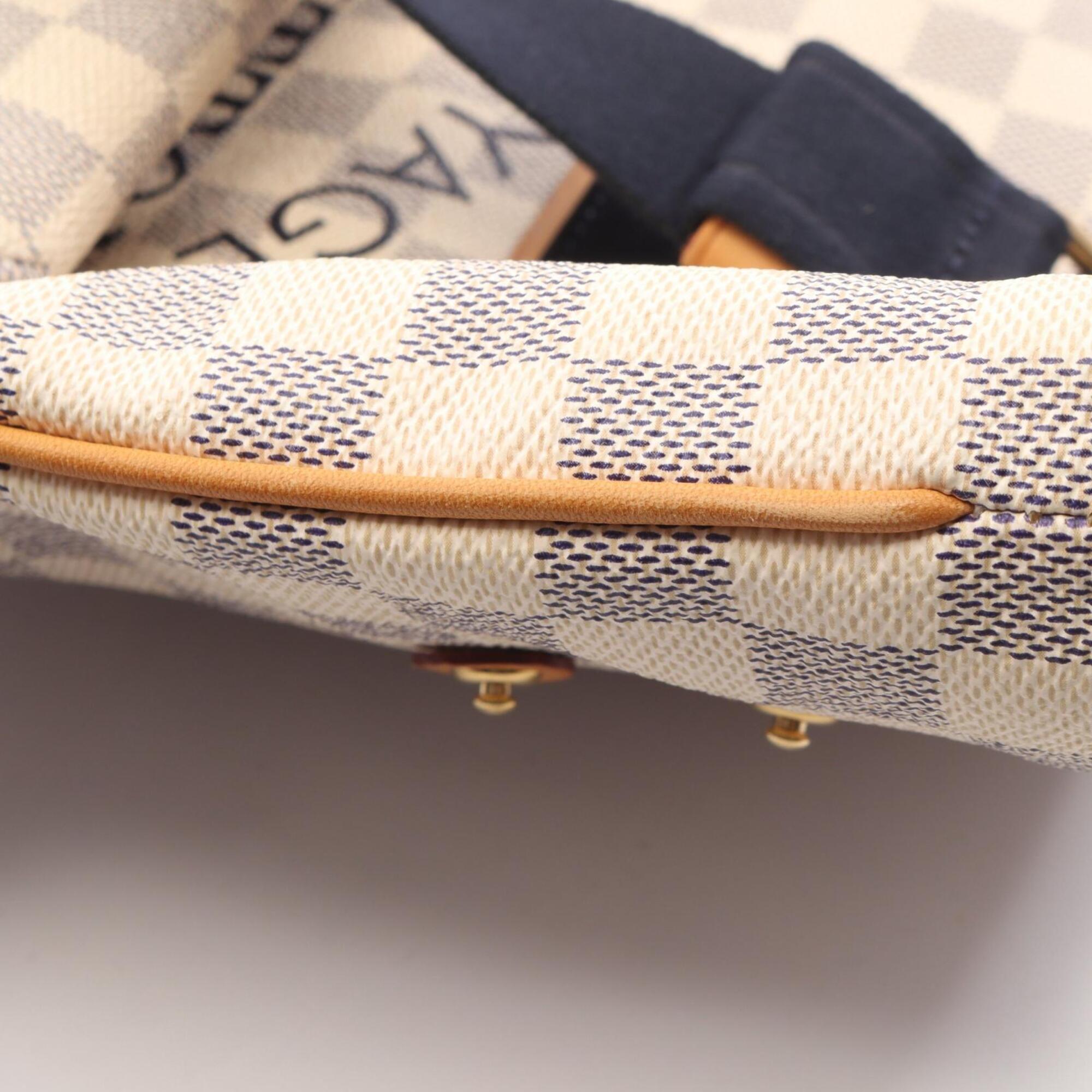 Louis Vuitton Damier Azur Navy White Coated Canvas Suede Handbag Tote Bag (Pre-Owned)