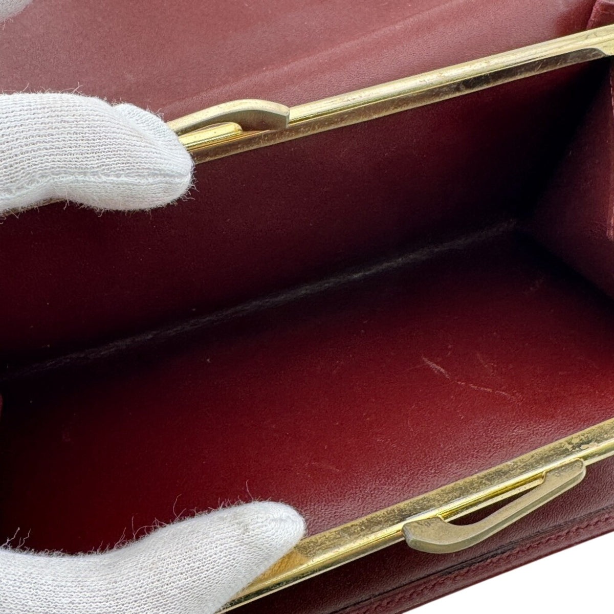 Cartier Must Red Color Leather Long Wallet (Bi-Fold) (Pre-Owned)