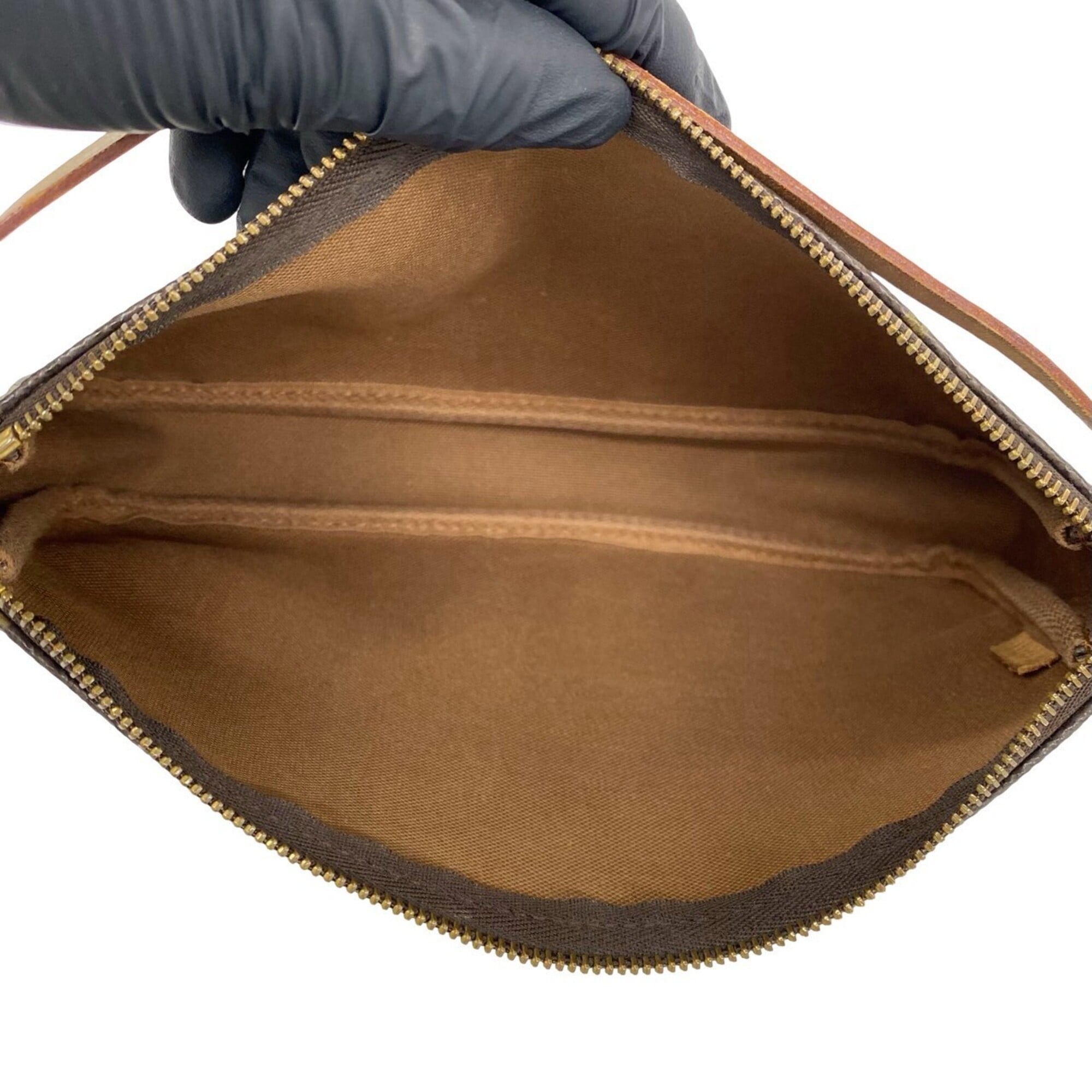 Louis Vuitton Brown Leather Pvc Handbag Pochette (Pre-Owned)