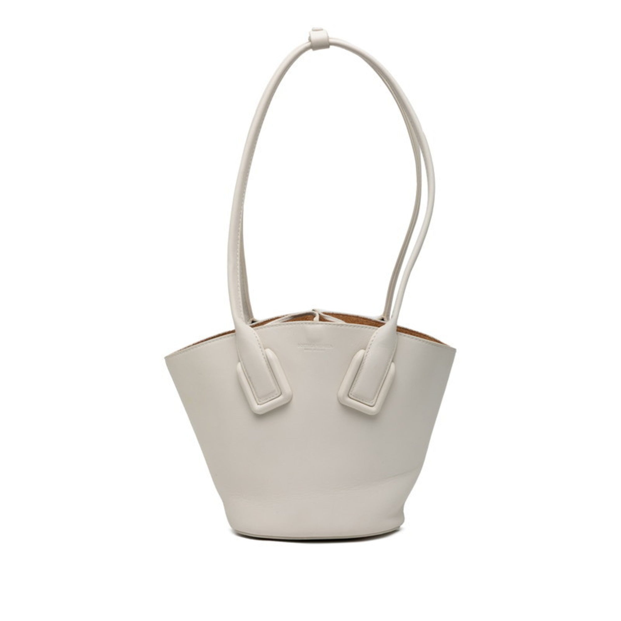 Bottega Veneta White Leather Basket Shoulder Bag Tote Bag (Pre-Owned)