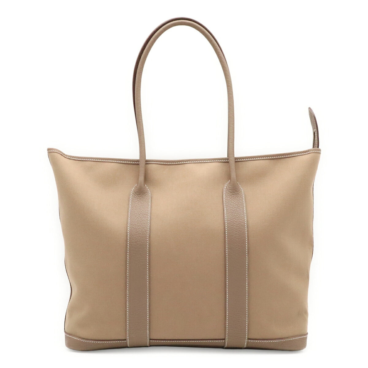 Hermes Etoupe Gray Toile Officier Leather Shoulder Bag Tote Bag (Pre-Owned)