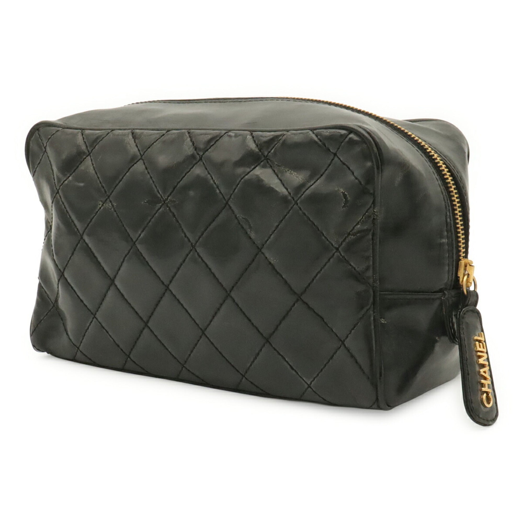 Chanel Black Patent Leather Clutch Bag Pouch (Pre-Owned)