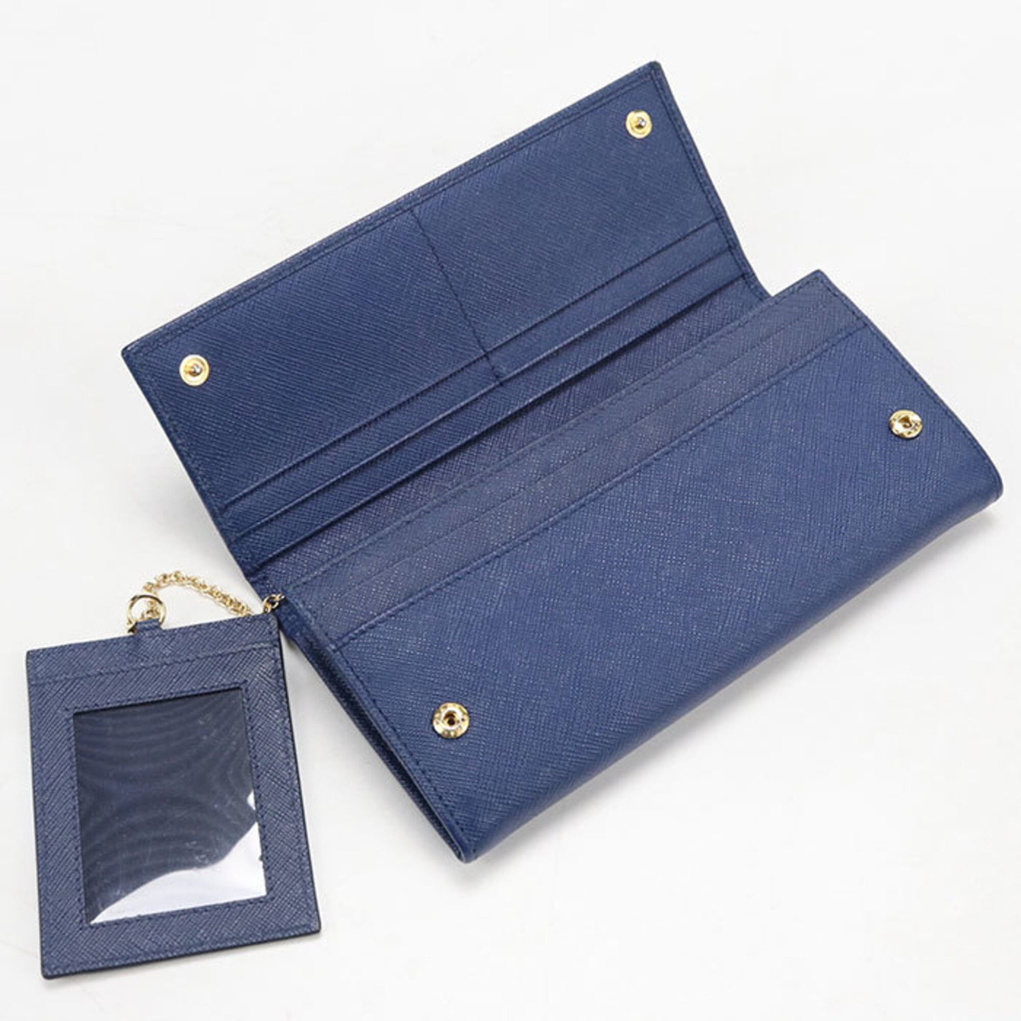 Prada Blue Leather Long Wallet (Bi-Fold) (Pre-Owned)