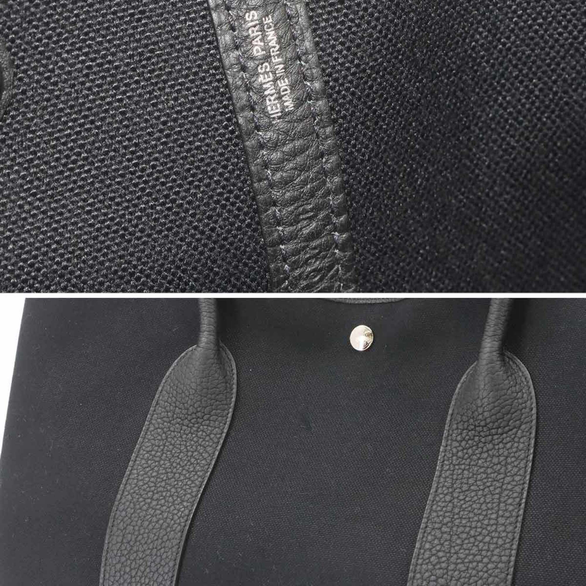 Hermes Black Negonda Leather Canvas Tote Bag (Pre-Owned)
