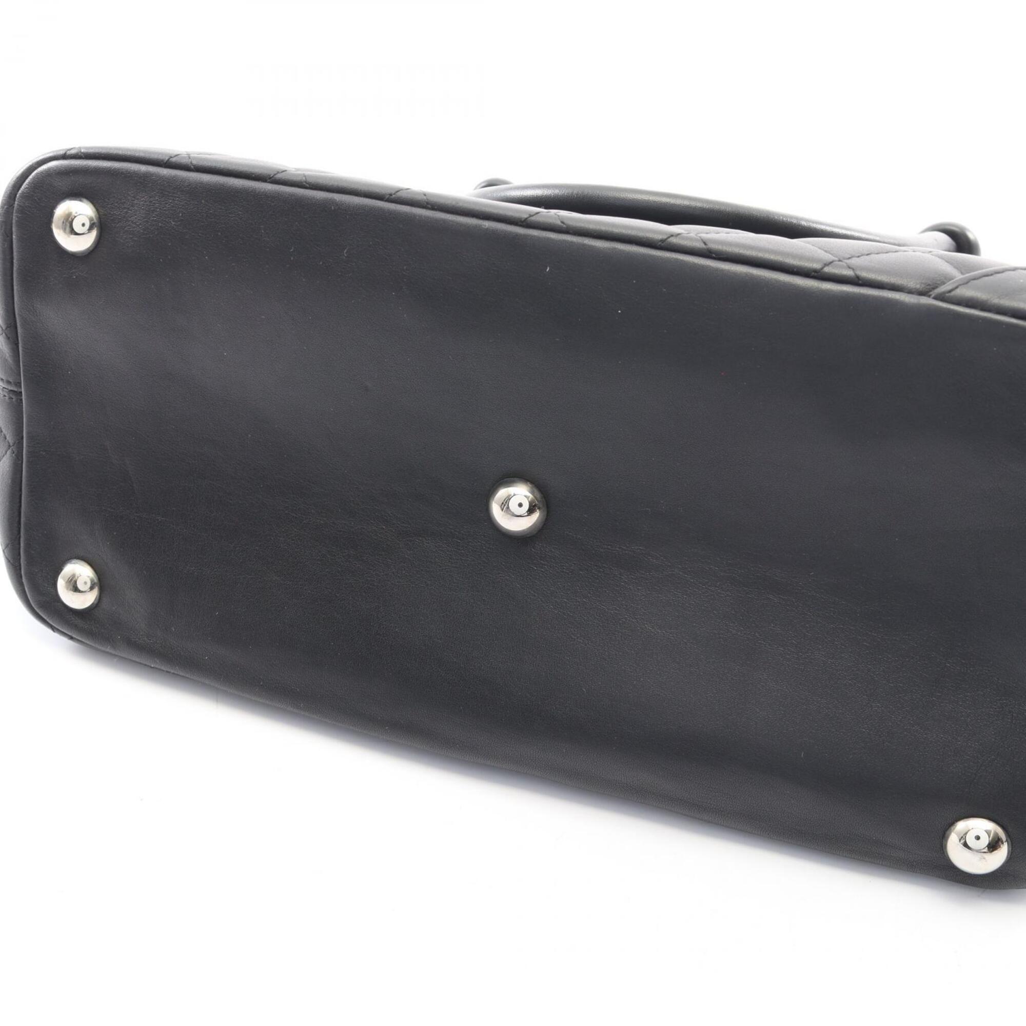Chanel Black Leather Patent Leather Handbag Tote Bag (Pre-Owned)