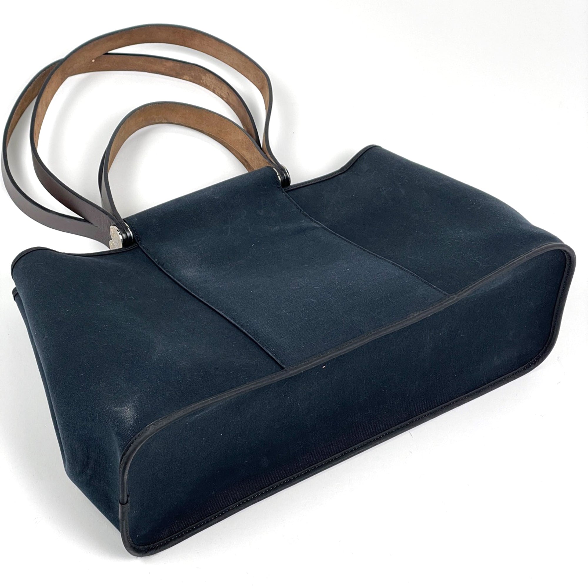 Hermes Black Toile Officier Shoulder Bag Tote Bag (Pre-Owned)