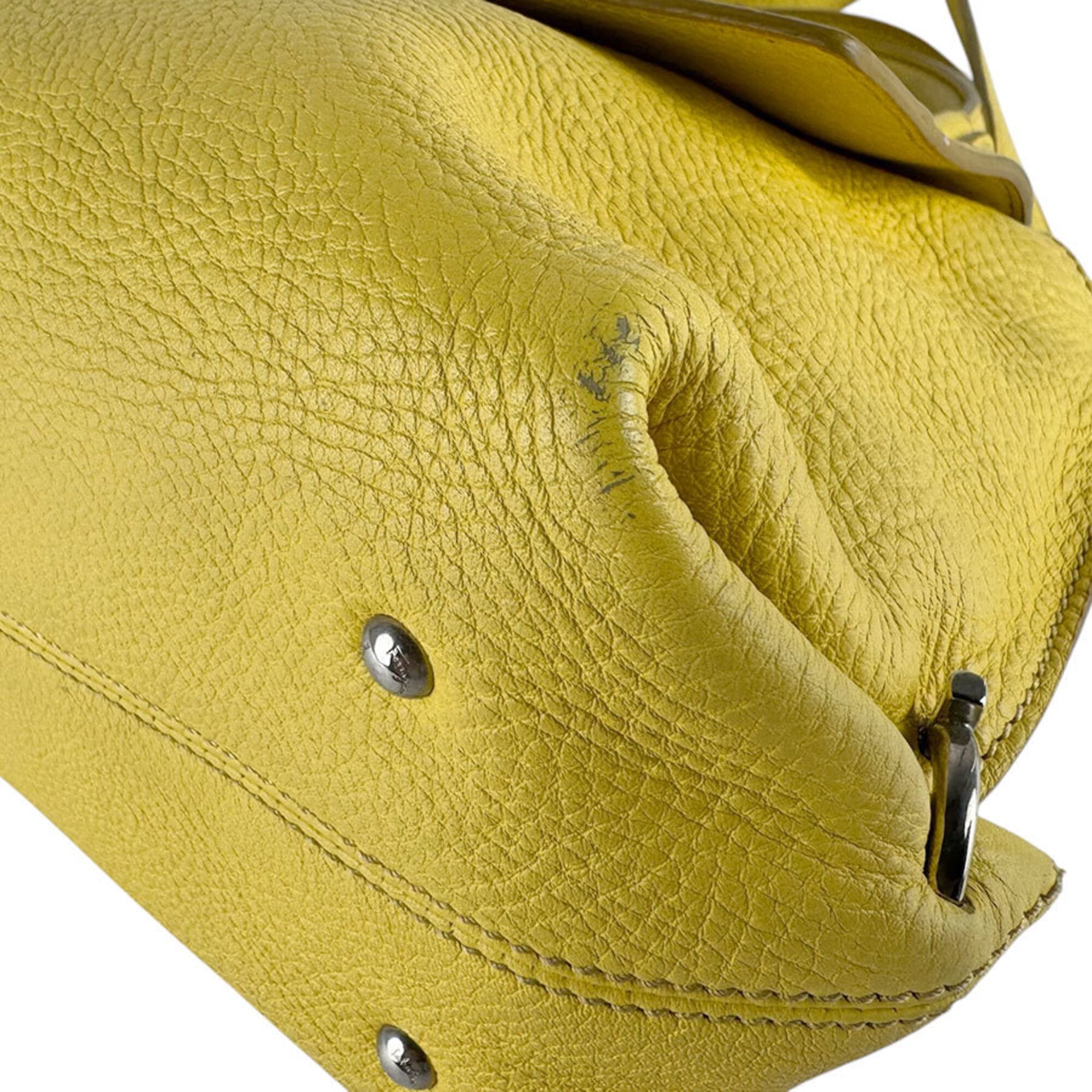 Salvatore Ferragamo Yellow Leather Handbag Shoulder Bag (Pre-Owned)