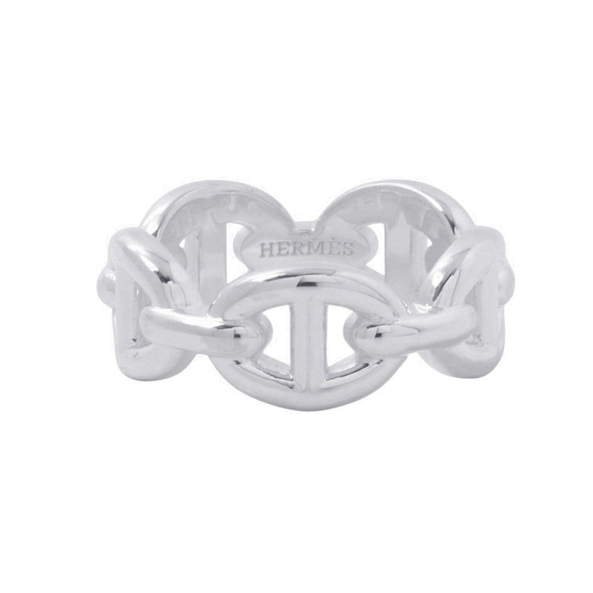 Hermes Silver 925 Band Ring (Pre-Owned)