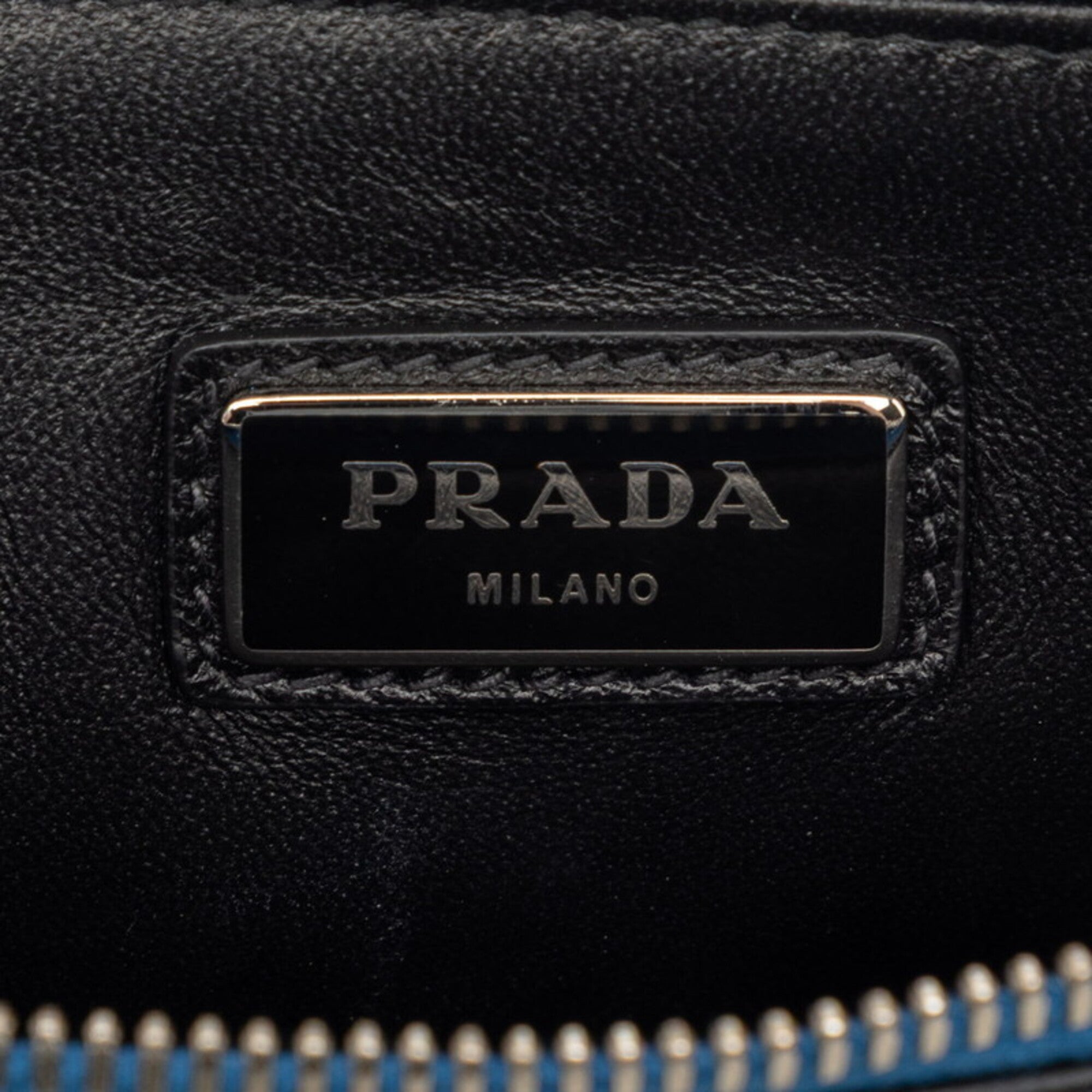 Prada Blue White Saffiano Triangle Leather Clutch Bag Shoulder Bag (Pre-Owned)