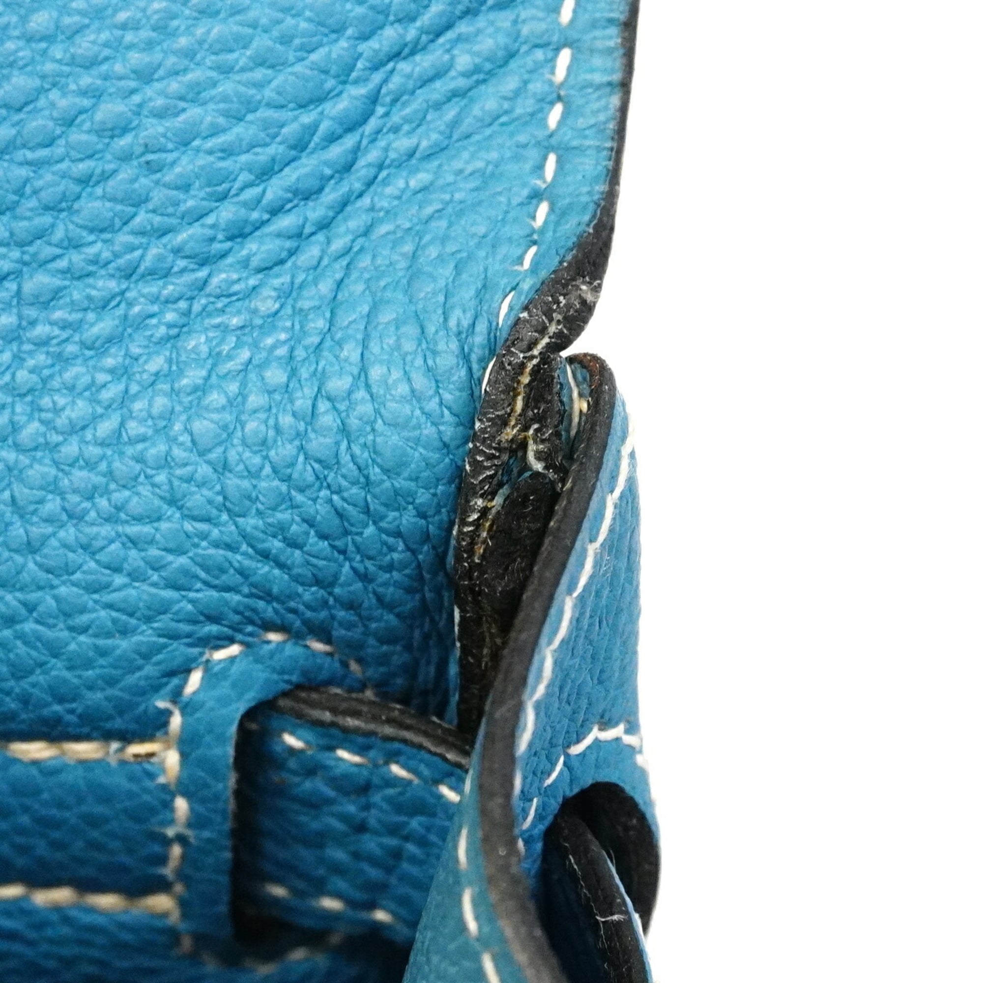 Hermes Blue Jean Togo Leather Handbag (Pre-Owned)