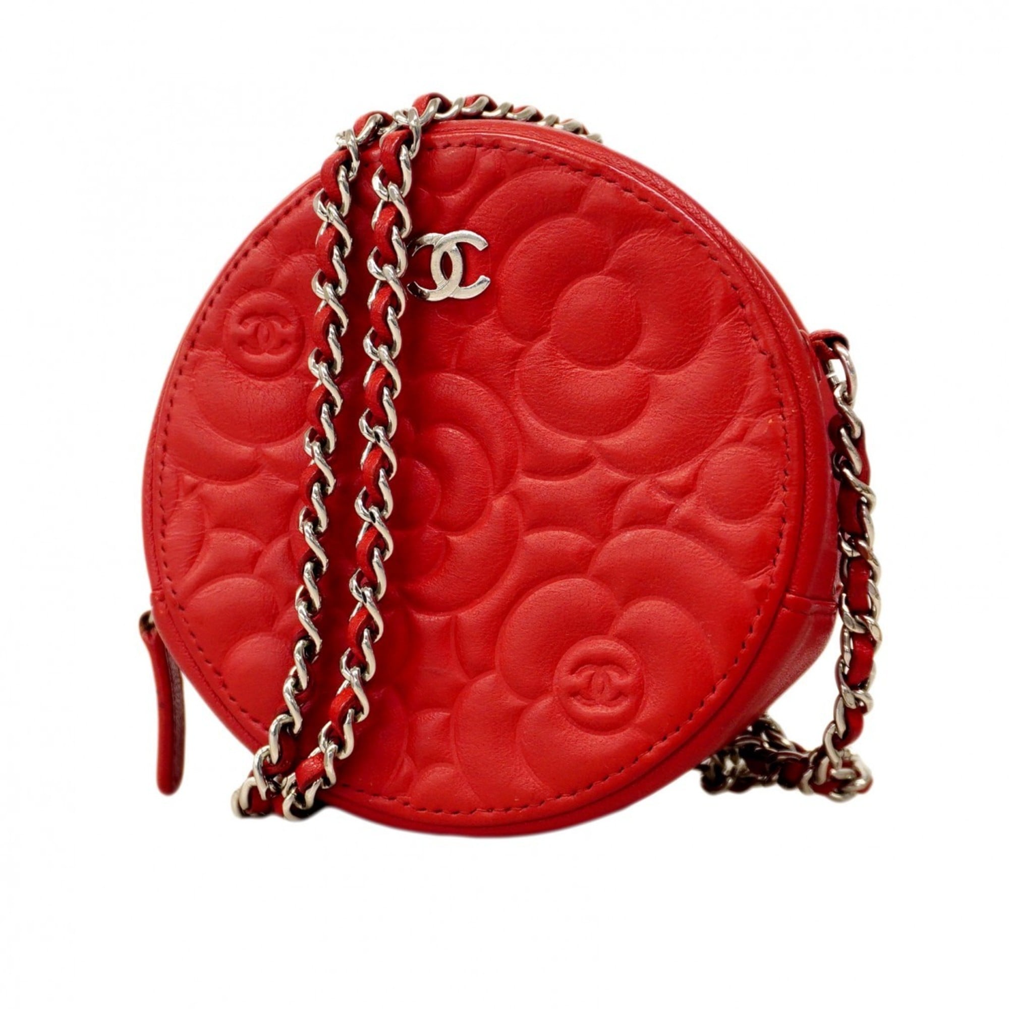 Chanel Red Color Leather Shoulder Bag (Pre-Owned)