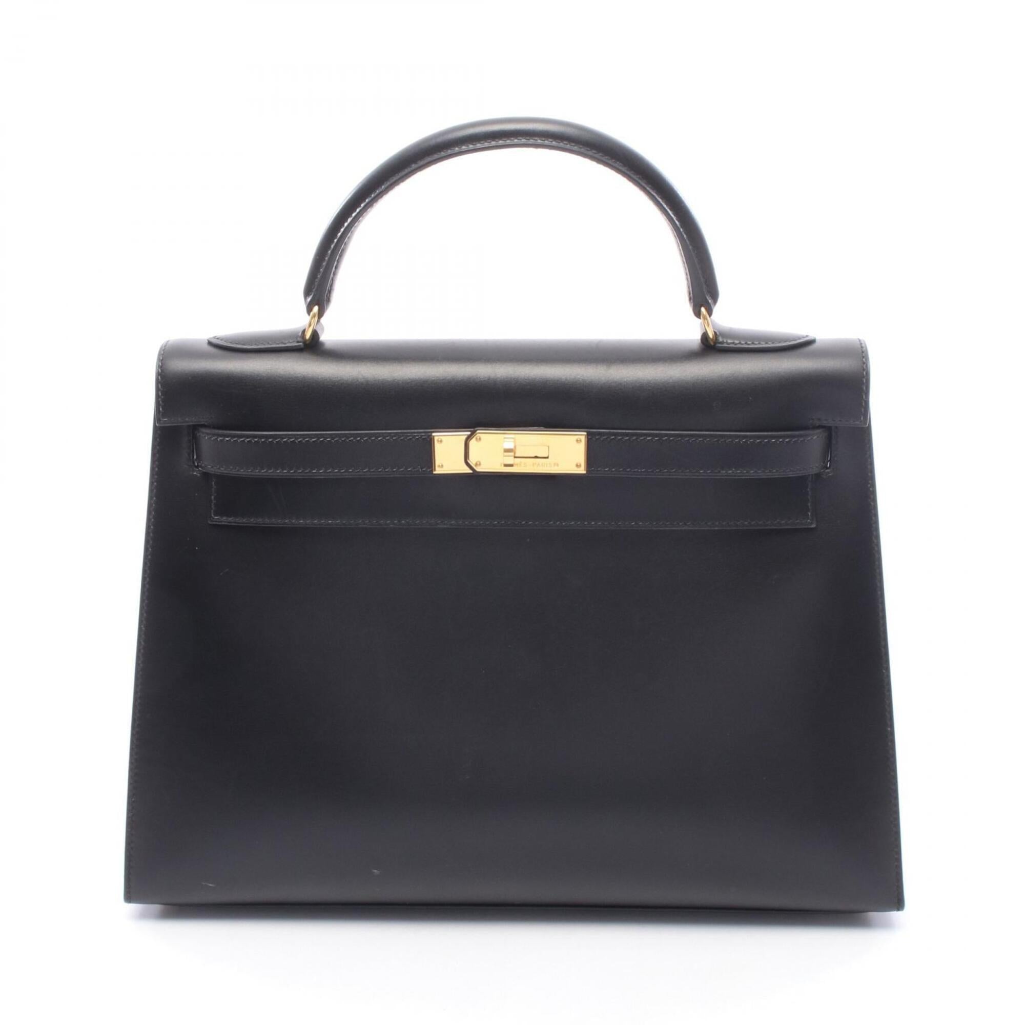 Hermes Black Box Calf Leather Handbag (Pre-Owned)