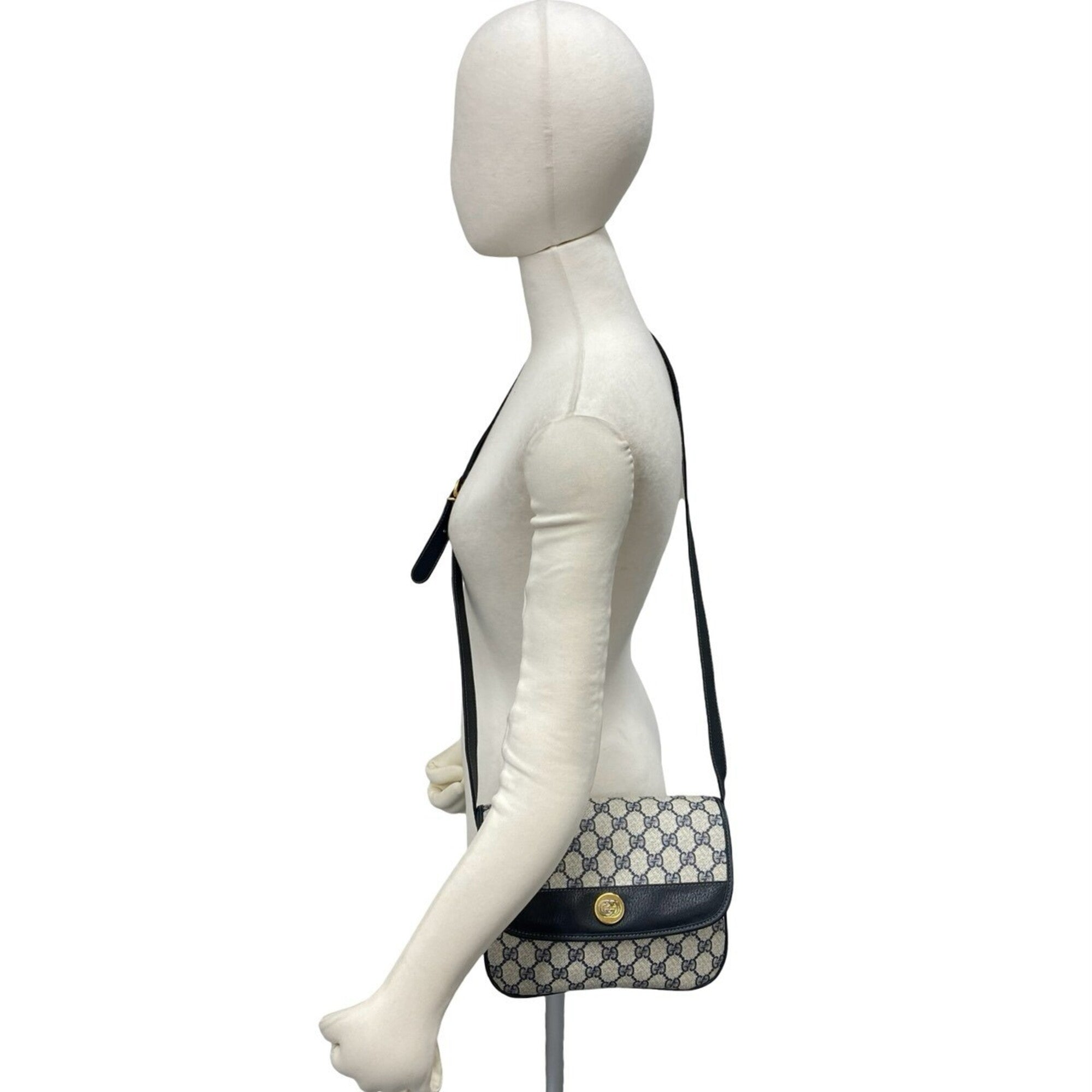 Gucci Navy Leather Pvc Pochette Shoulder Bag (Pre-Owned)