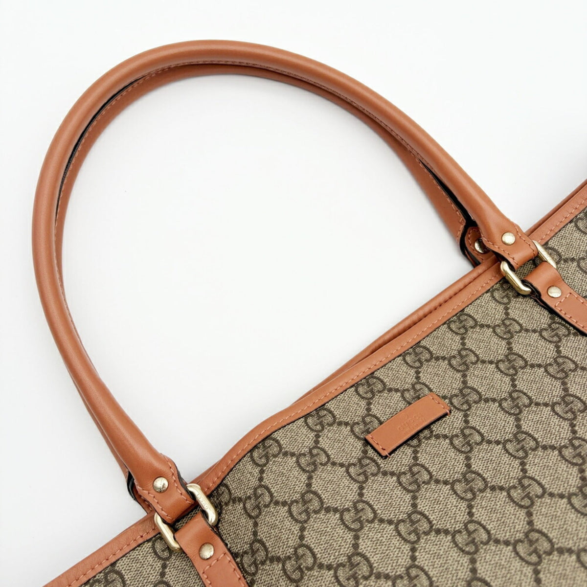 Gucci Gg Plus Beige Brown Pvc Leather Handbag Tote Bag (Pre-Owned)