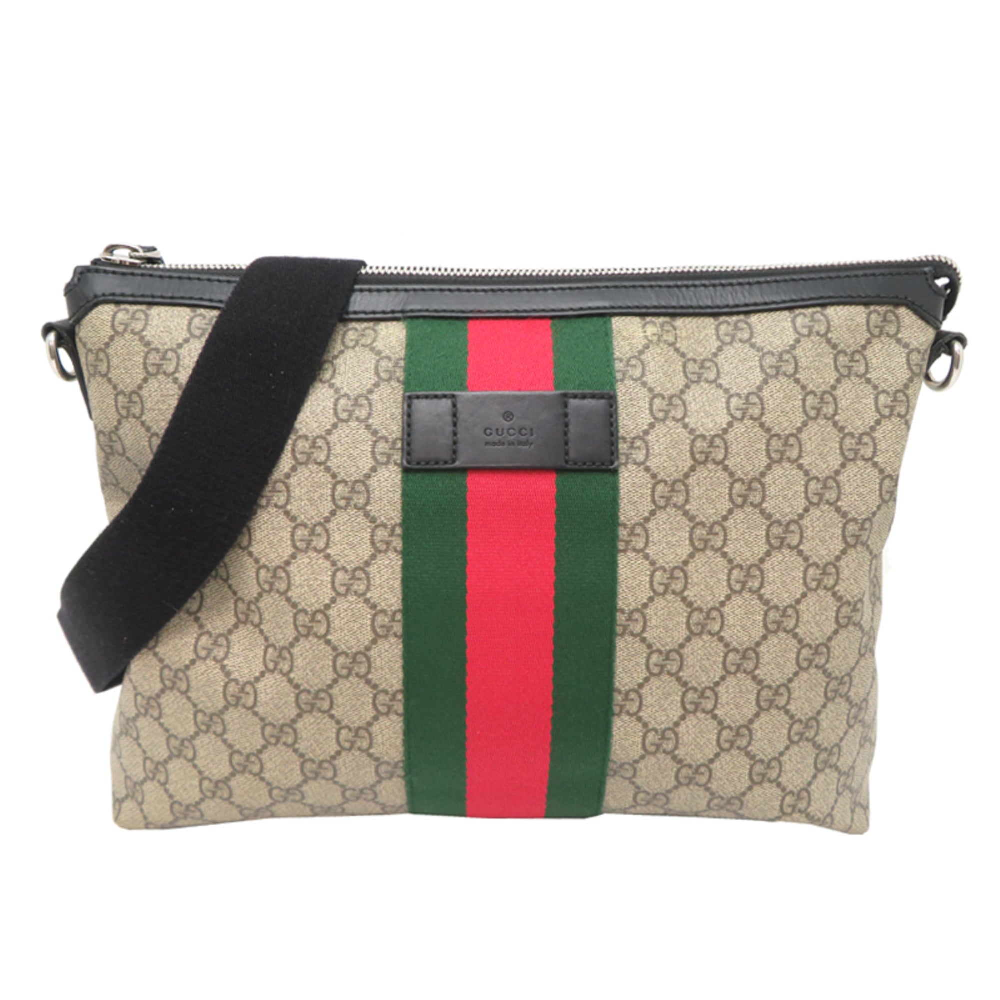 Gucci Beige Canvas Leather Messenger Bag Shoulder Bag (Pre-Owned)