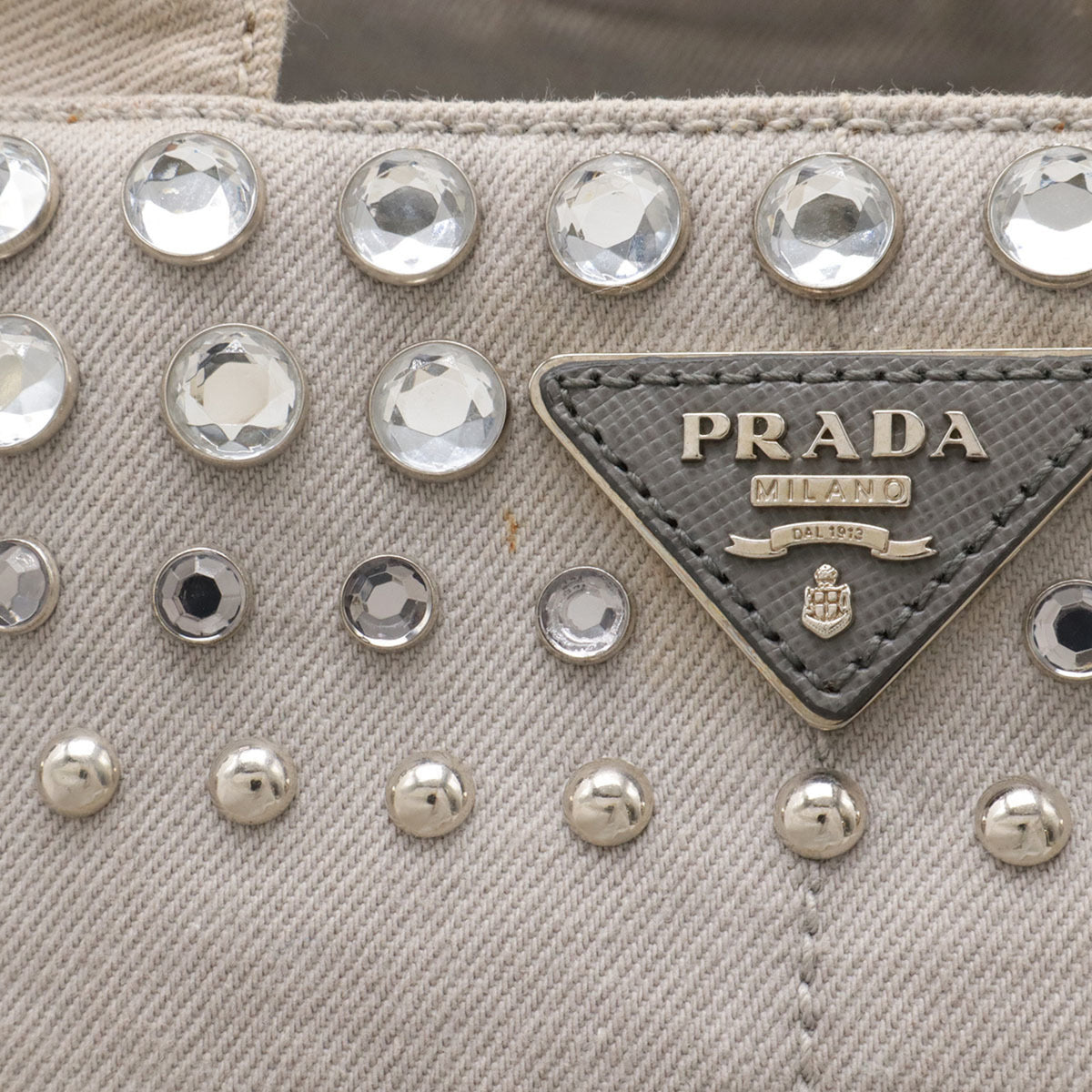 Prada Light Gray Denim Shoulder Bag Tote Bag (Pre-Owned)