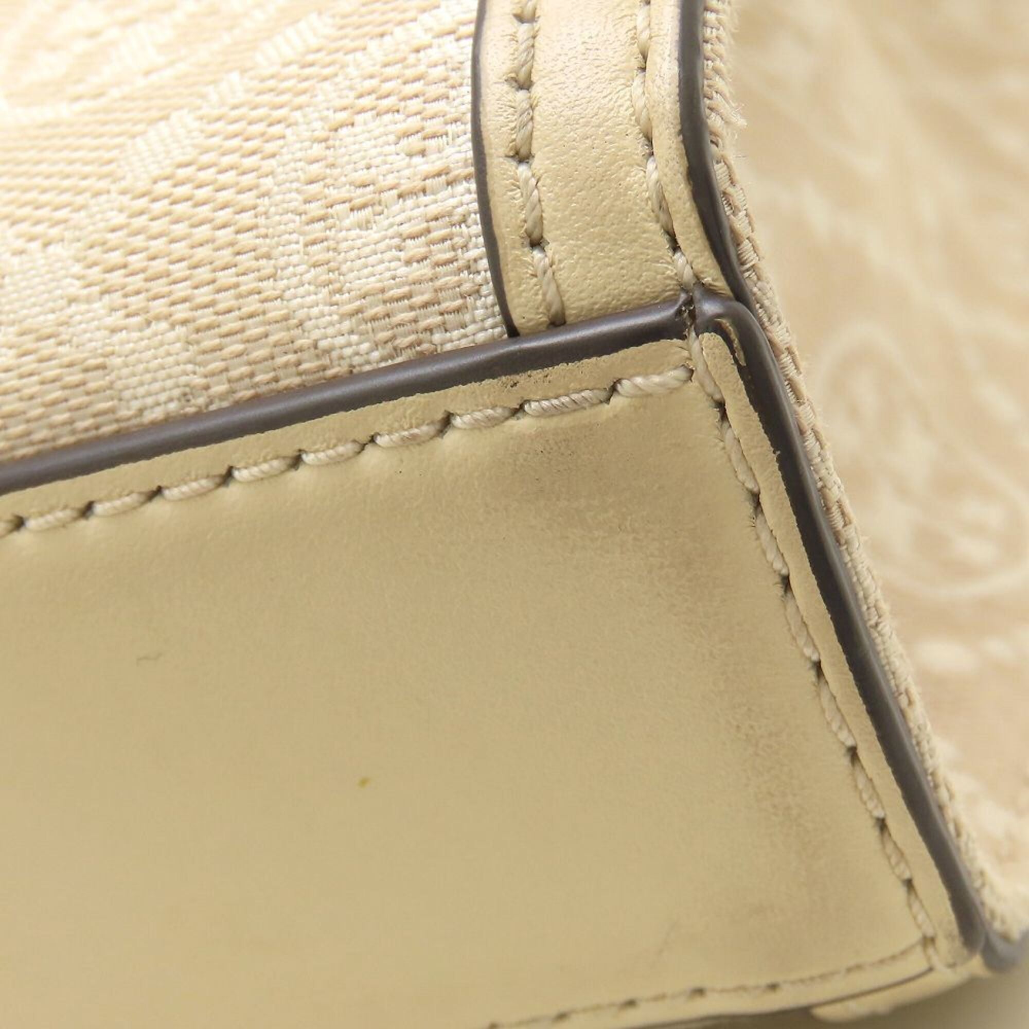 Tory Burch Brown Ivory Canvas Leather Shoulder Bag (Pre-Owned)