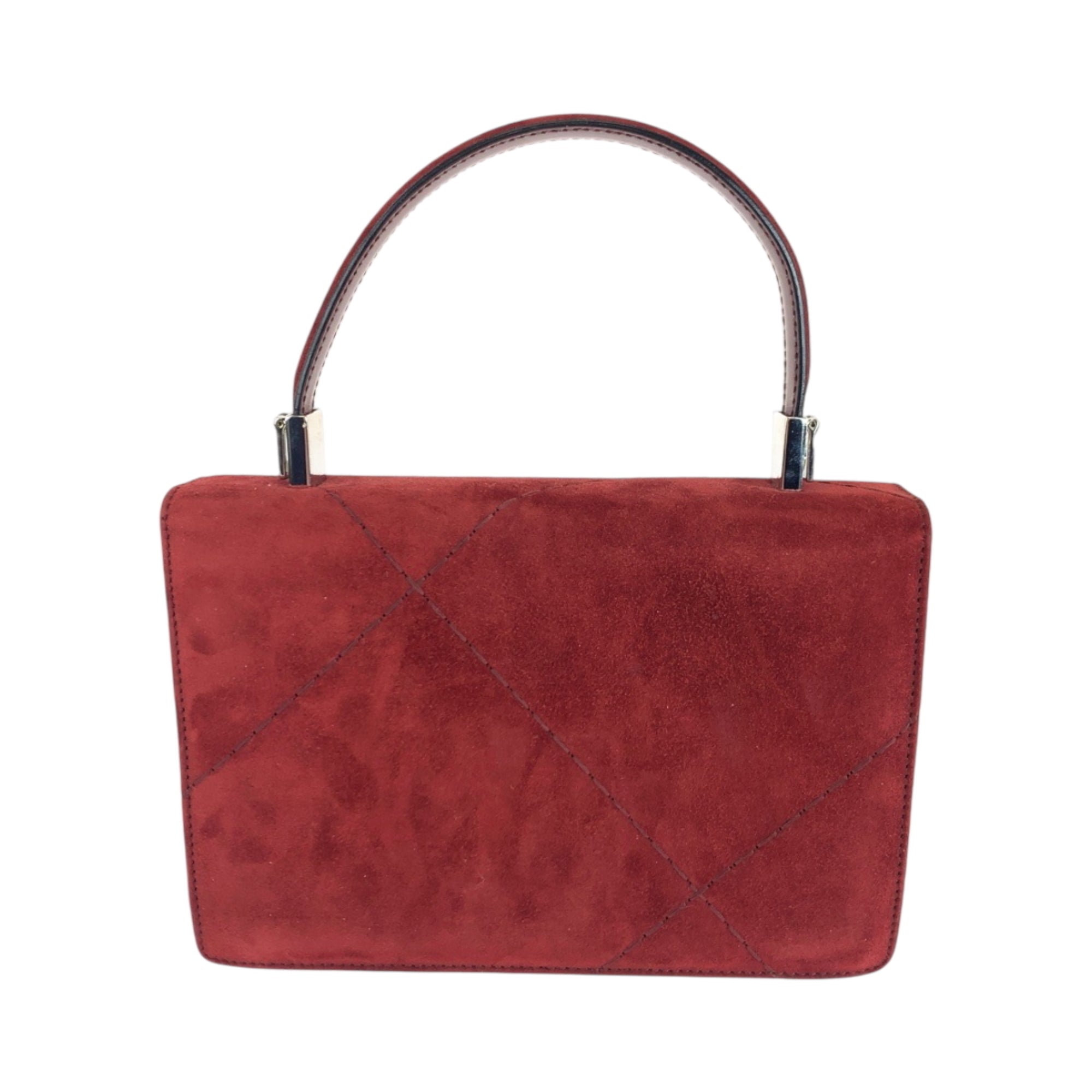 Salvatore Ferragamo Red Color Suede Handbag Shoulder Bag (Pre-Owned)