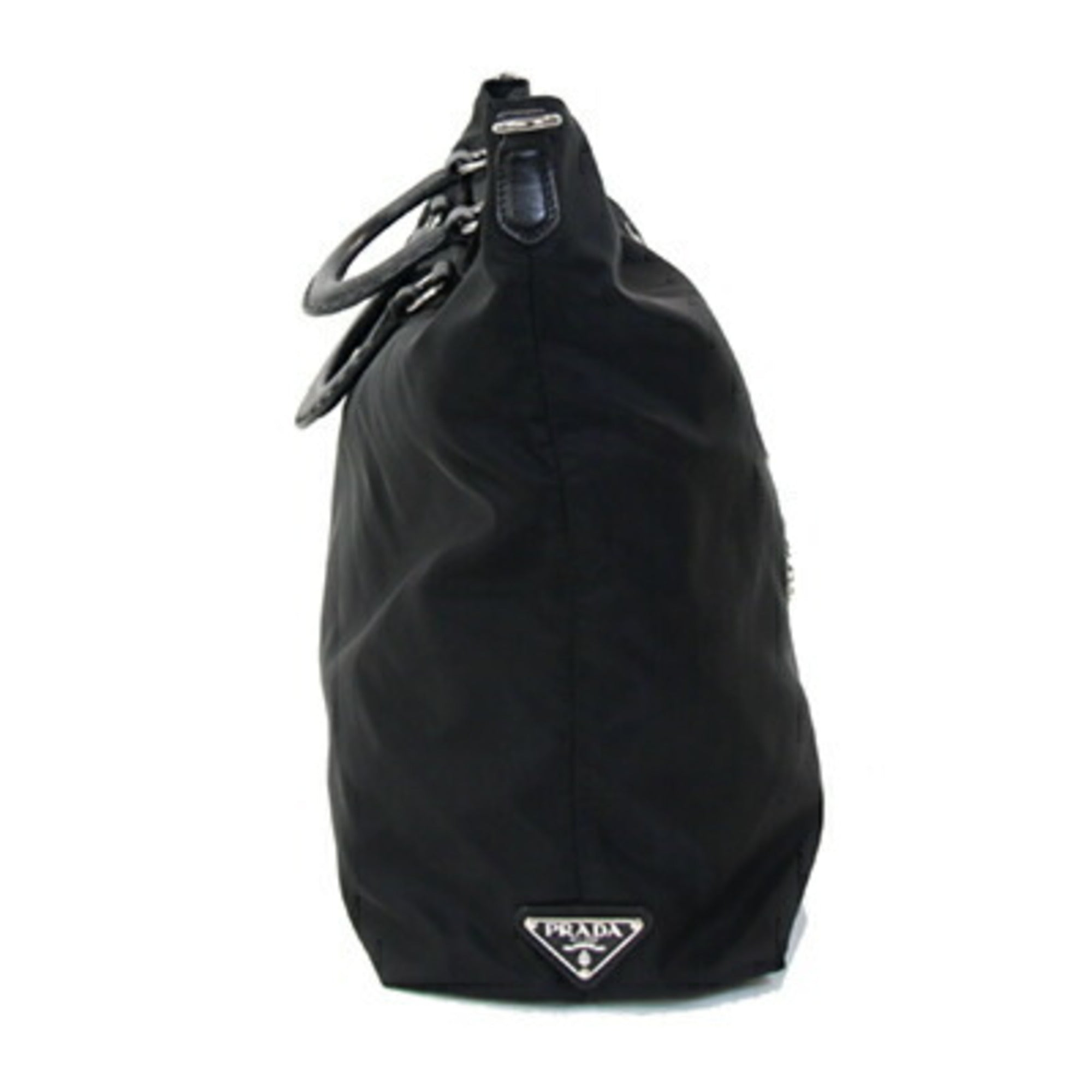 Prada Black Nero Nylon Leather Handbag Shoulder Bag (Pre-Owned)