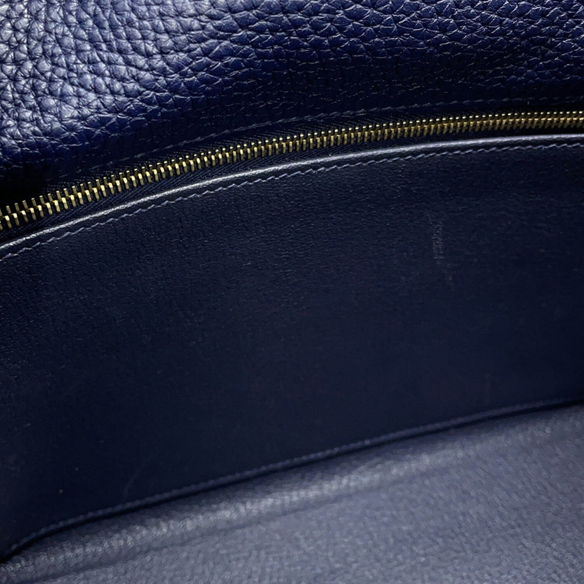 Hermes Kelly Blue Nuit Taurillon Clemence Leather Handbag (Pre-Owned)