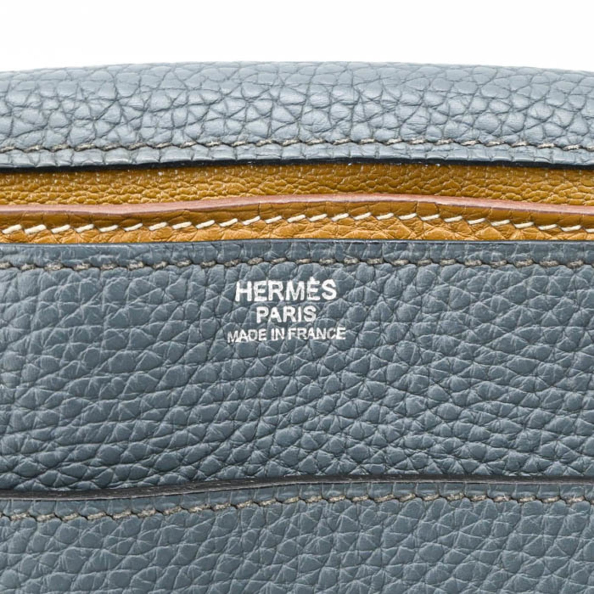 Hermes Blue Brown Taurillon Clemence Leather Leather Shoulder Bag (Pre-Owned)