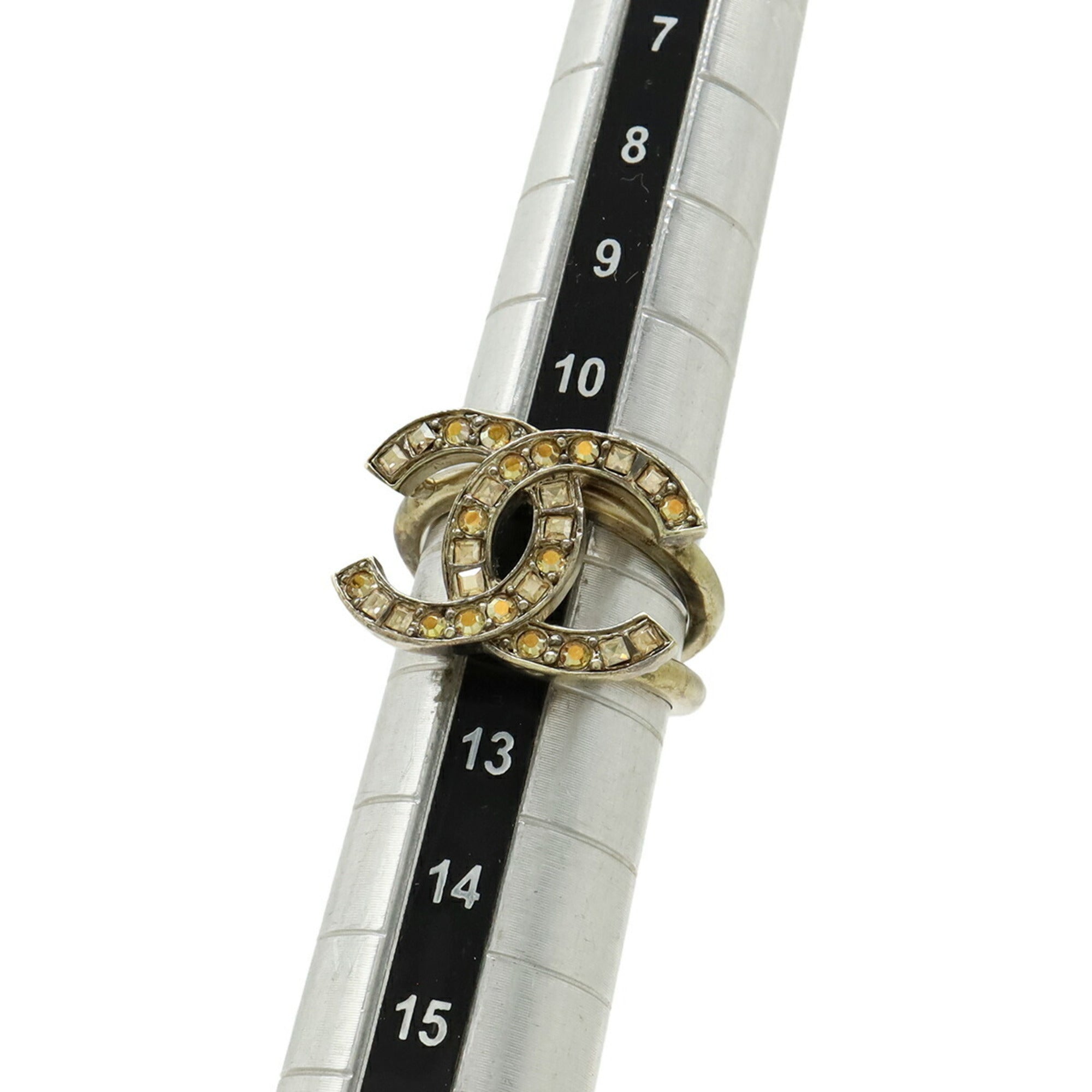 Chanel Gold Plating Rhinestone Band Ring (Pre-Owned)