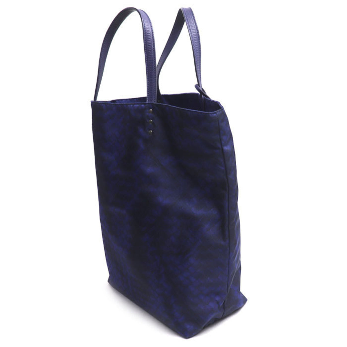 Bottega Veneta Black Blue Nylon Leather Tote Bag (Pre-Owned)