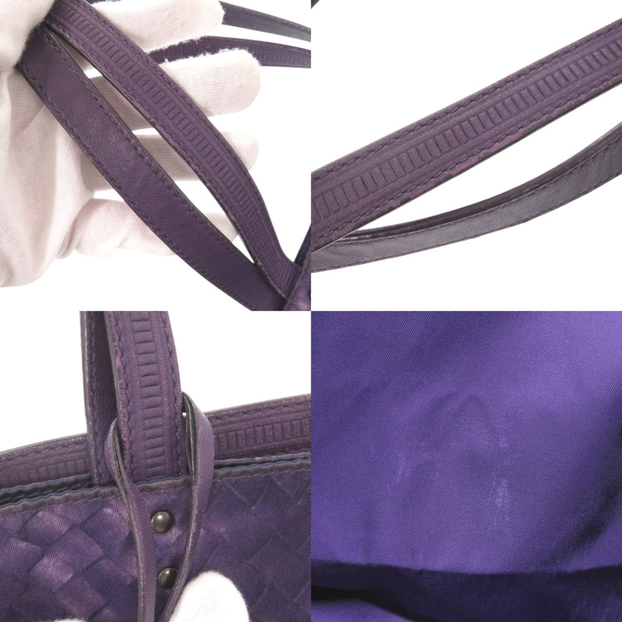 Bottega Veneta Purple Nylon Leather Tote Bag (Pre-Owned)