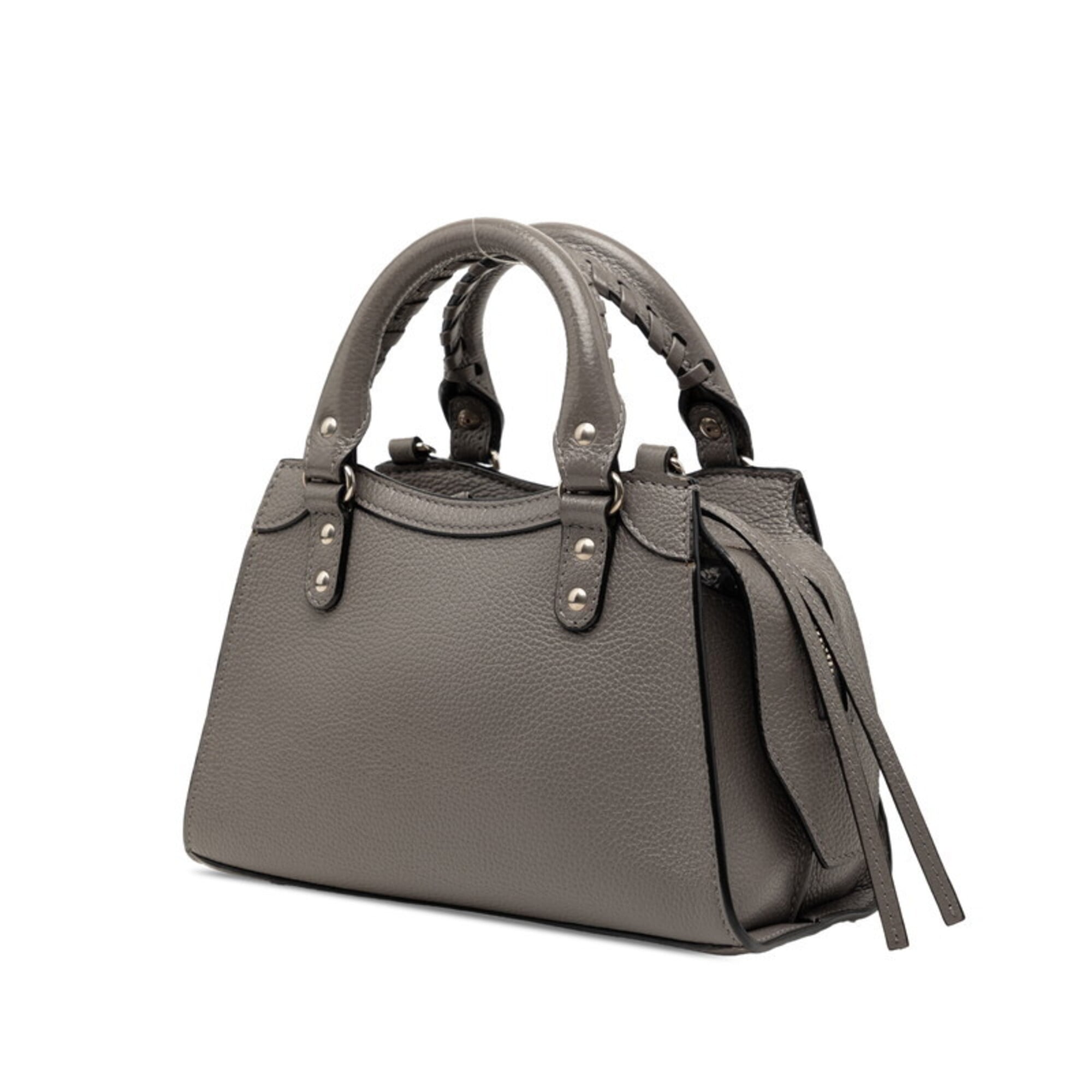 Balenciaga Gray Leather Handbag Shoulder Bag (Pre-Owned)