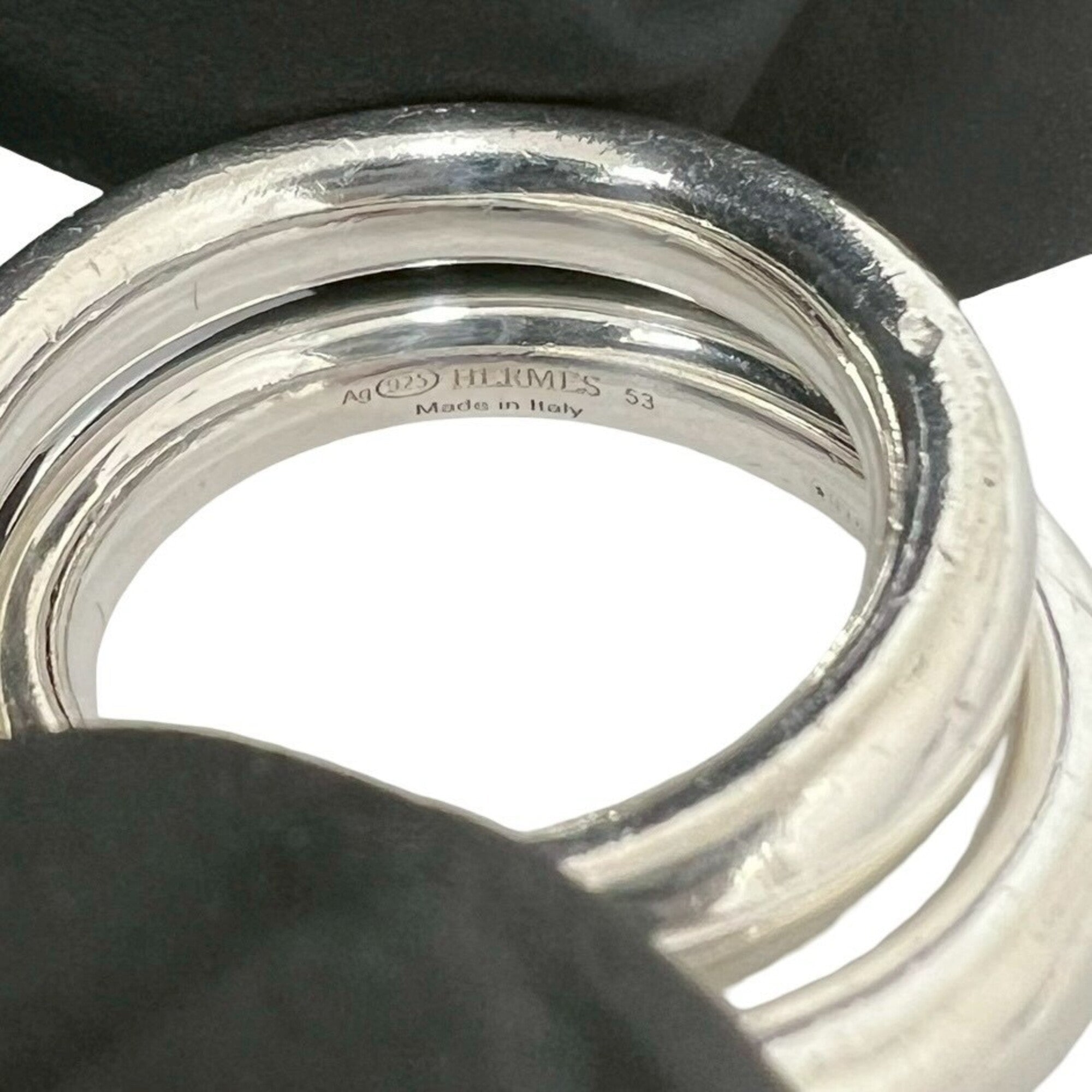 Hermes Silver Silver 925 Band Ring (Pre-Owned)