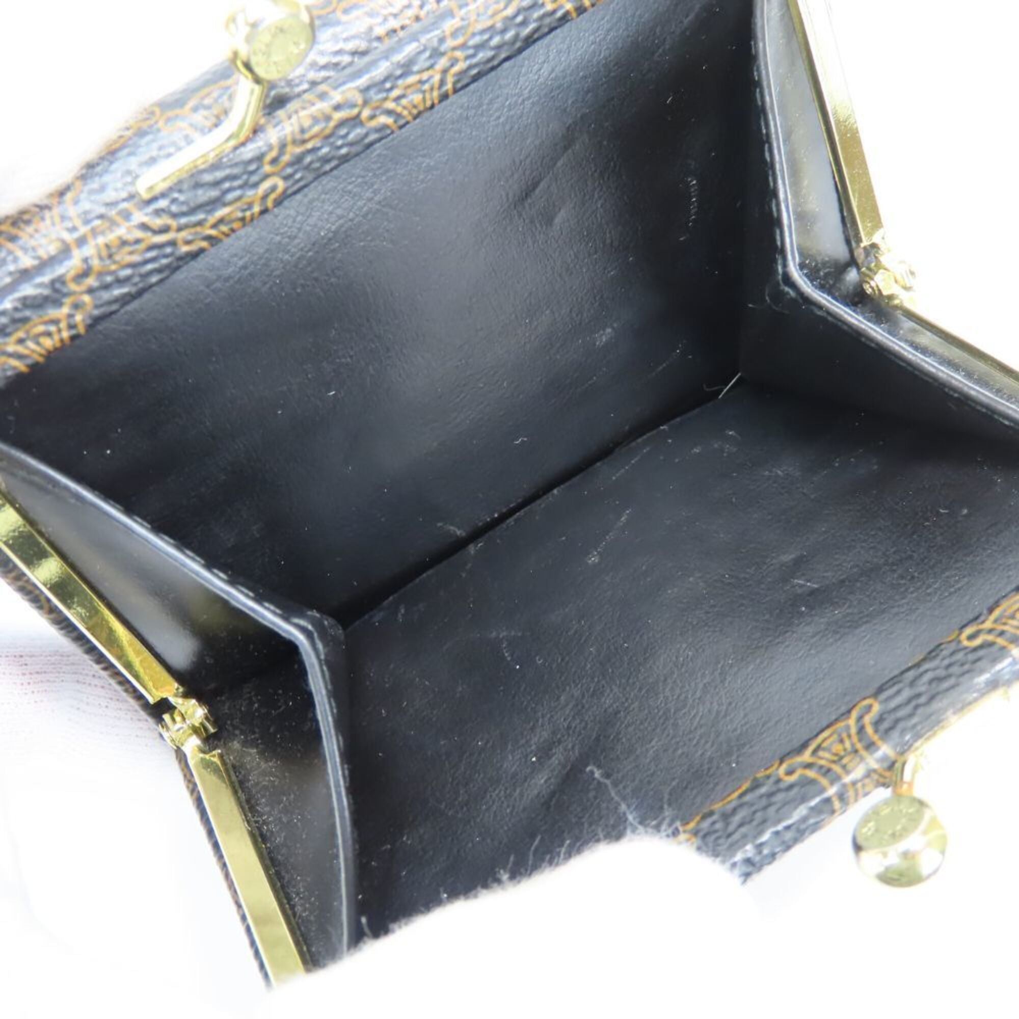 Celine Macadam Black Brown Pvc Leather Wallet (Tri-Fold) (Pre-Owned)