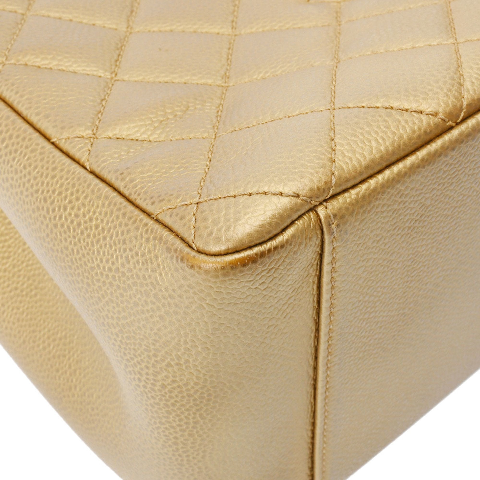 Chanel Caviar Skin Gold Caviar Leather Tote Bag (Pre-Owned)