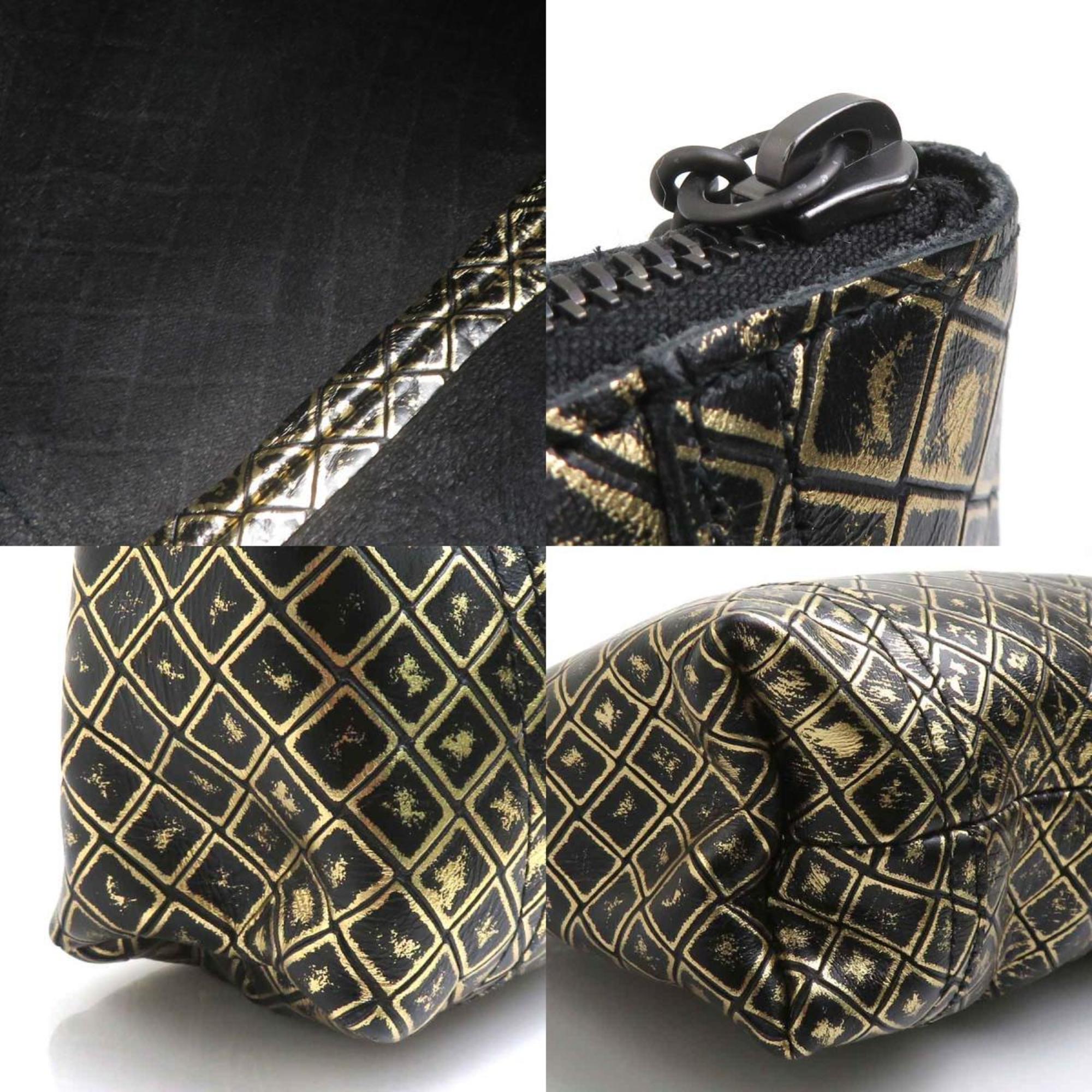 Bottega Veneta Black Gold Leather Pouch (Pre-Owned)