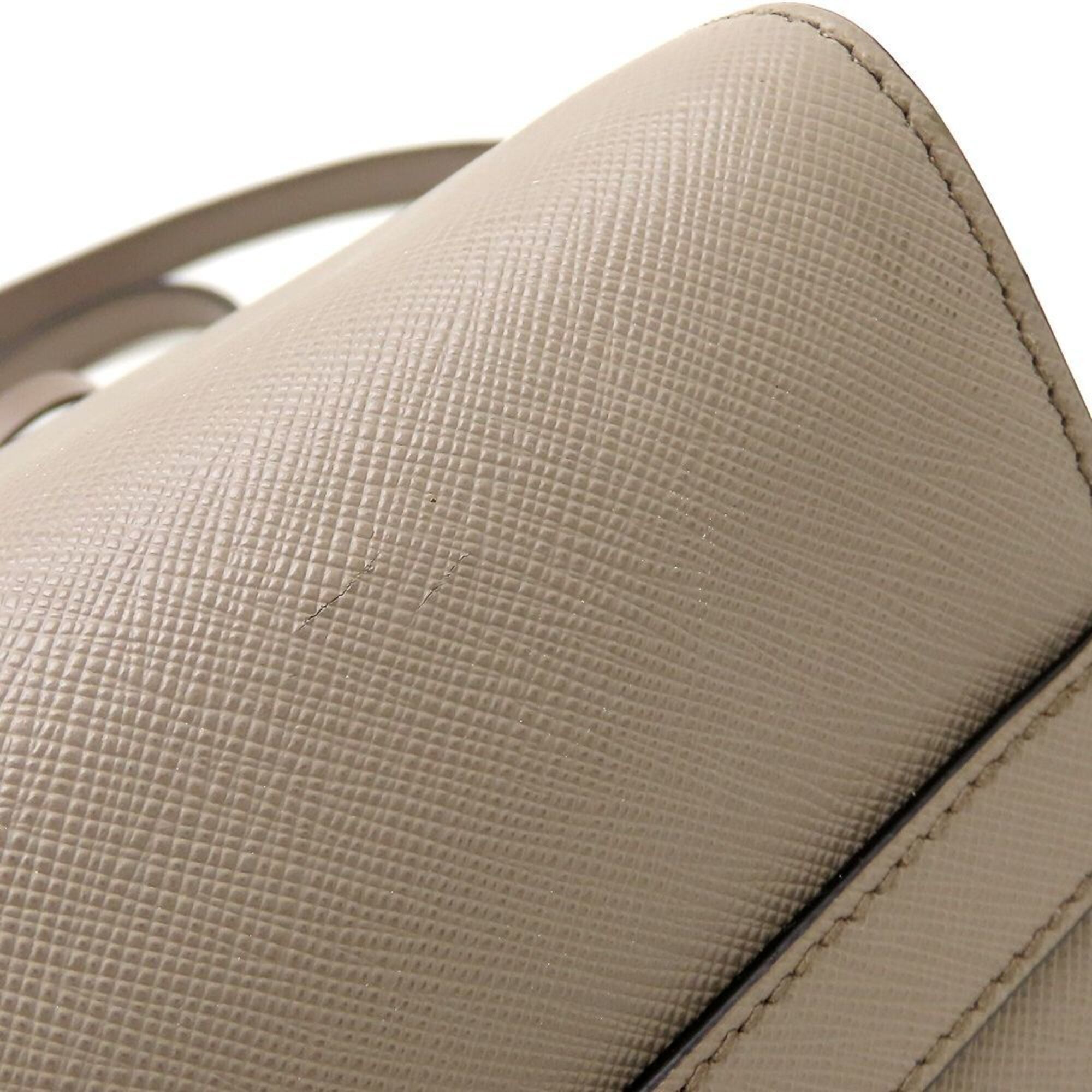 Prada Grayish Saffiano Triangle Leather Shoulder Bag (Pre-Owned)