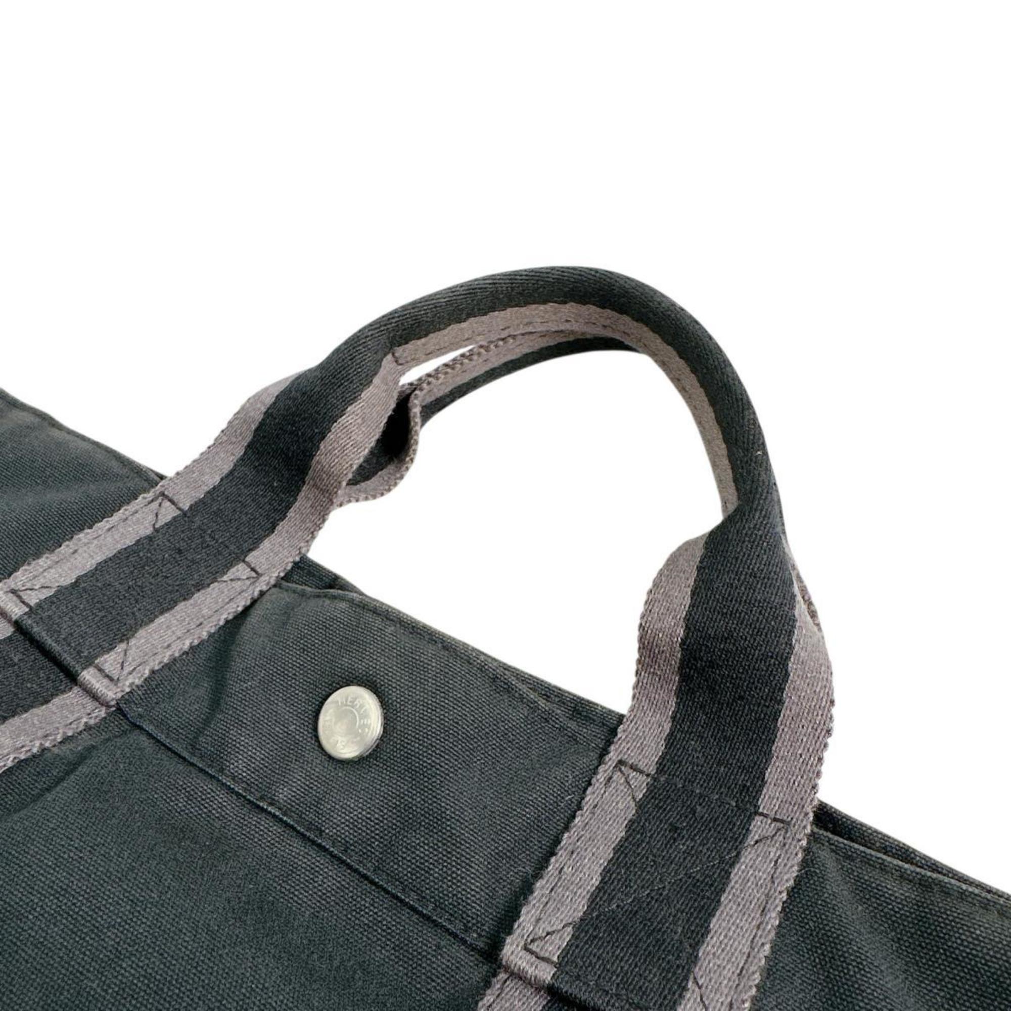 Hermes Black Canvas Handbag Tote Bag (Pre-Owned)