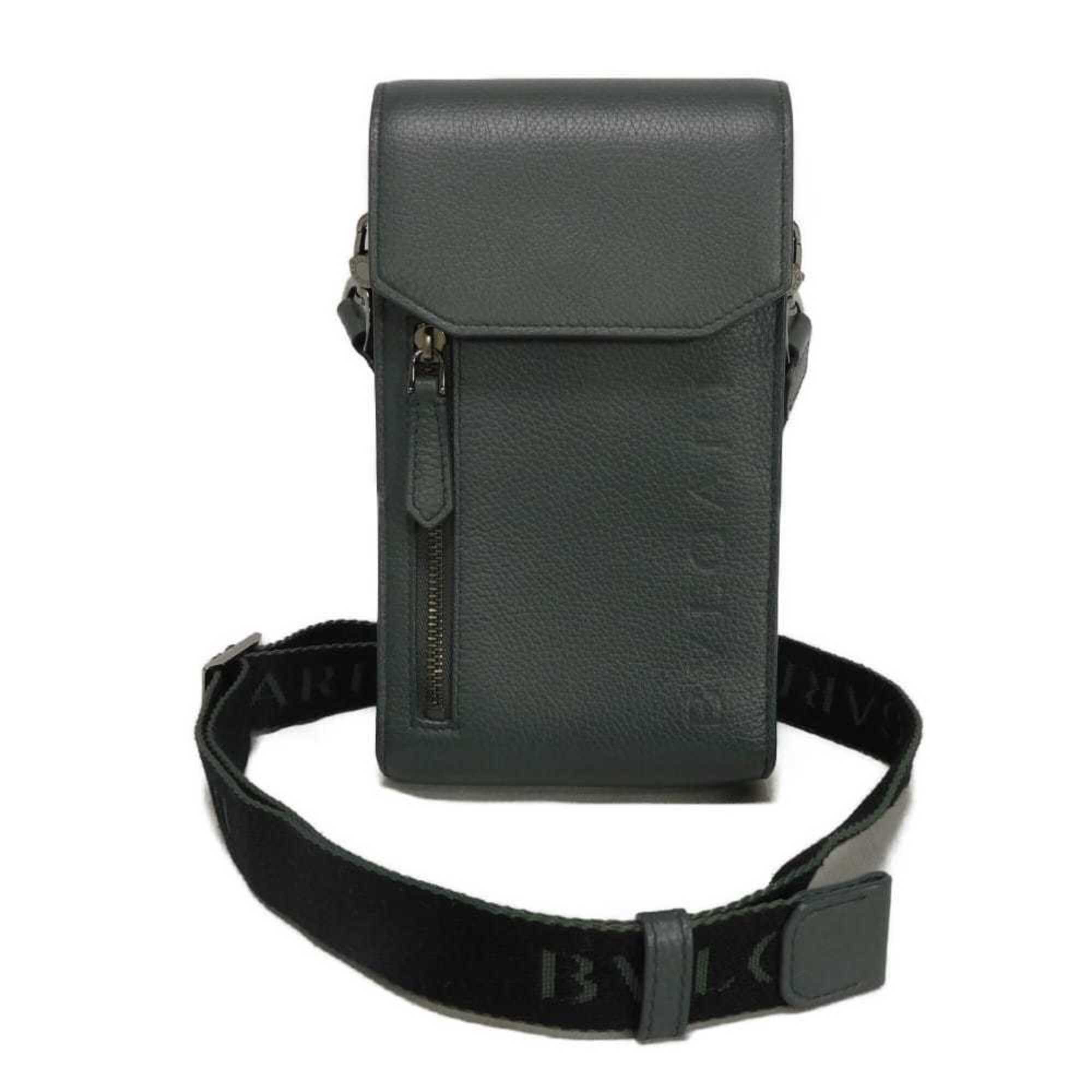 Bvlgari Dark Khaki Leather Pochette Shoulder Bag (Pre-Owned)