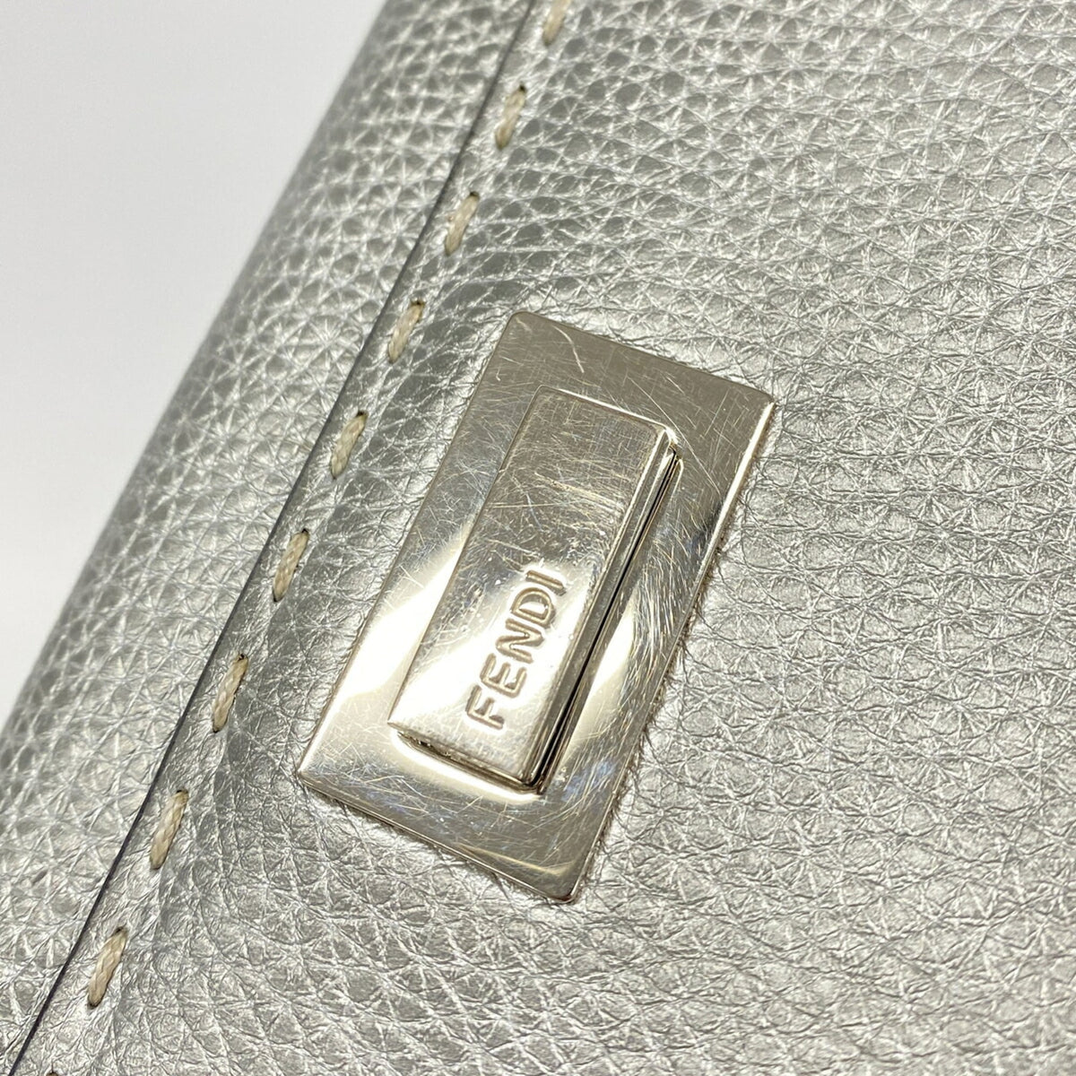 Fendi Silver Leather Long Wallet (Bi-Fold) (Pre-Owned)