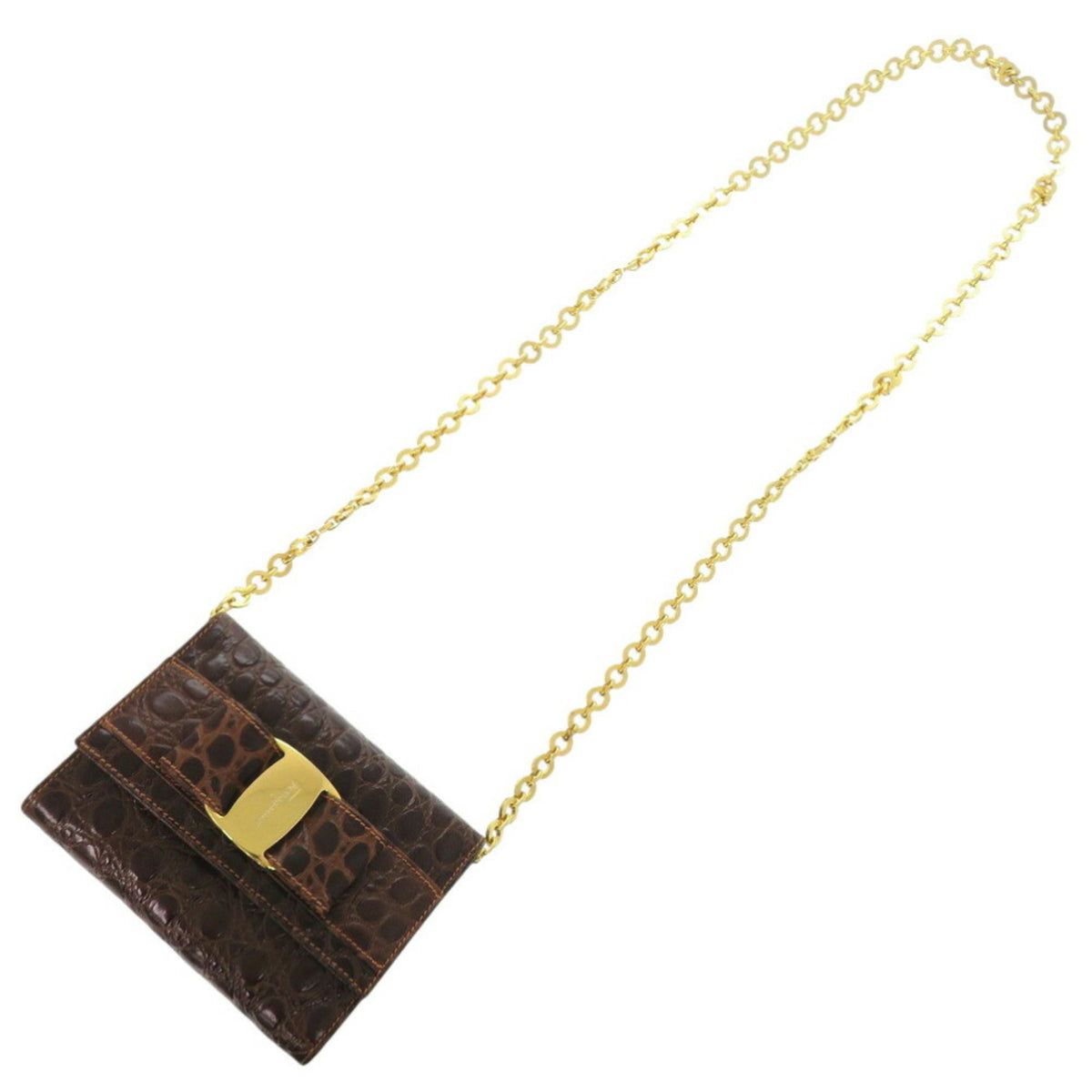 Salvatore Ferragamo Brown Leather Shoulder Bag (Pre-Owned)