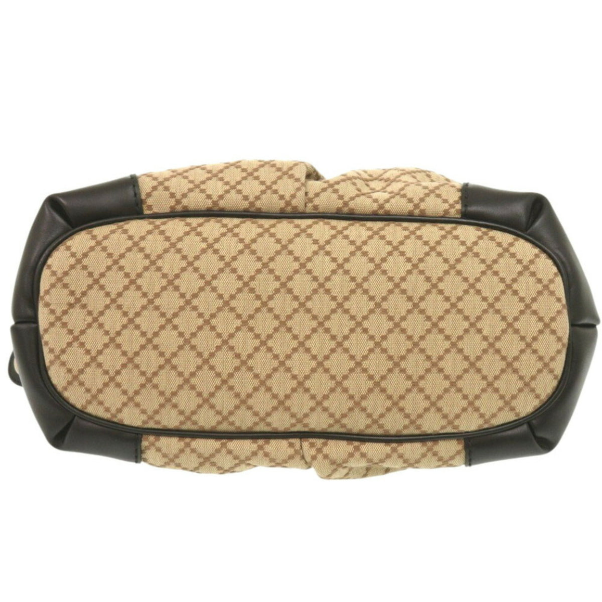 Gucci Beige Black Gg Canvas Leather Handbag (Pre-Owned)
