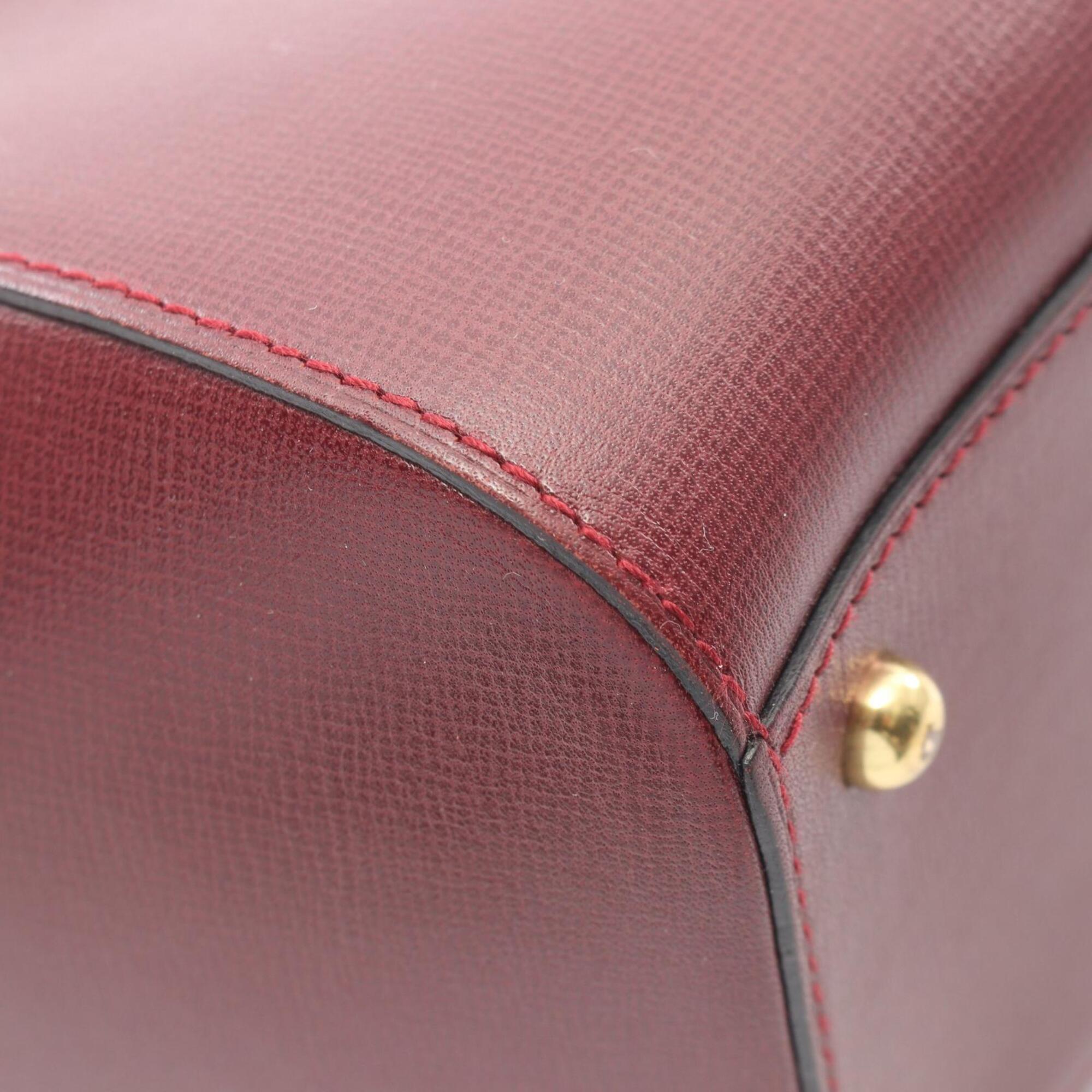 Cartier Bordeaux Leather Boston Bag Handbag (Pre-Owned)