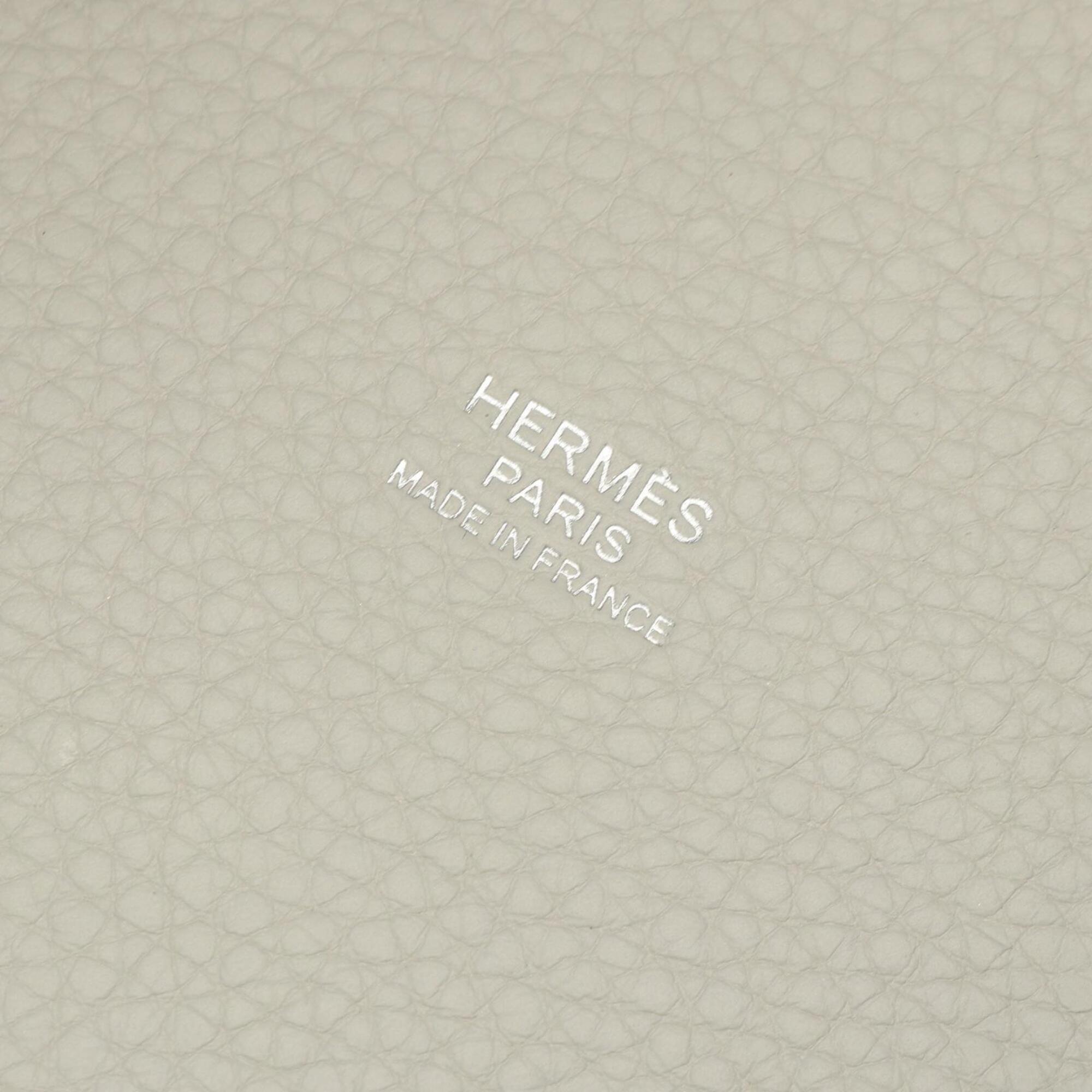 Hermes Gray Taurillon Clemence Leather Handbag (Pre-Owned)