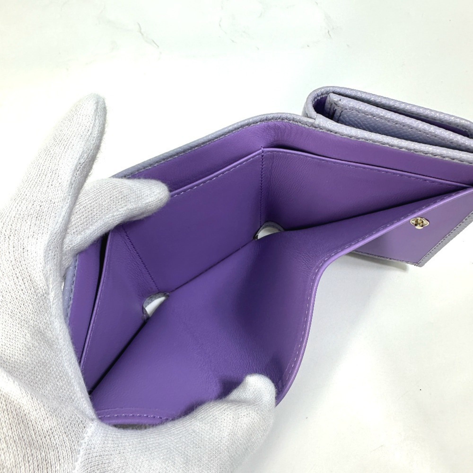 Bvlgari Purple Leather Wallet (Tri-Fold) (Pre-Owned)